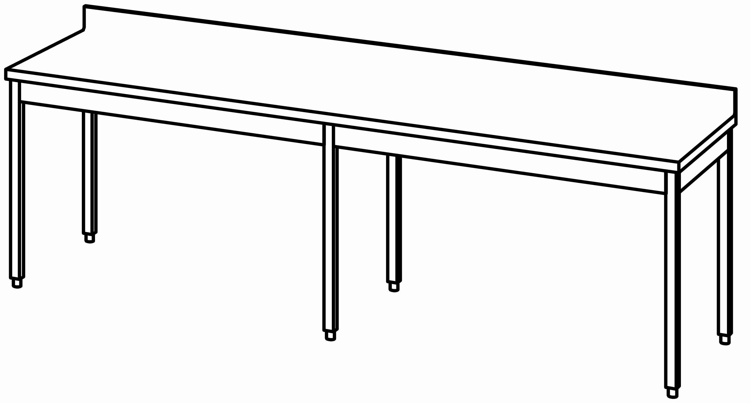 Arbeitstisch 2800x800, mit Aufkantung