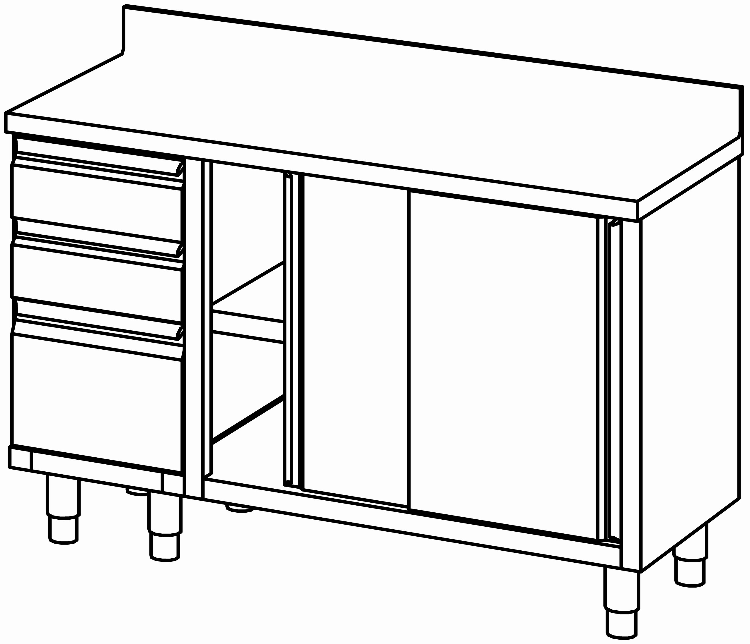 Arbeitsschrank 1400x600, S-Block li, AK