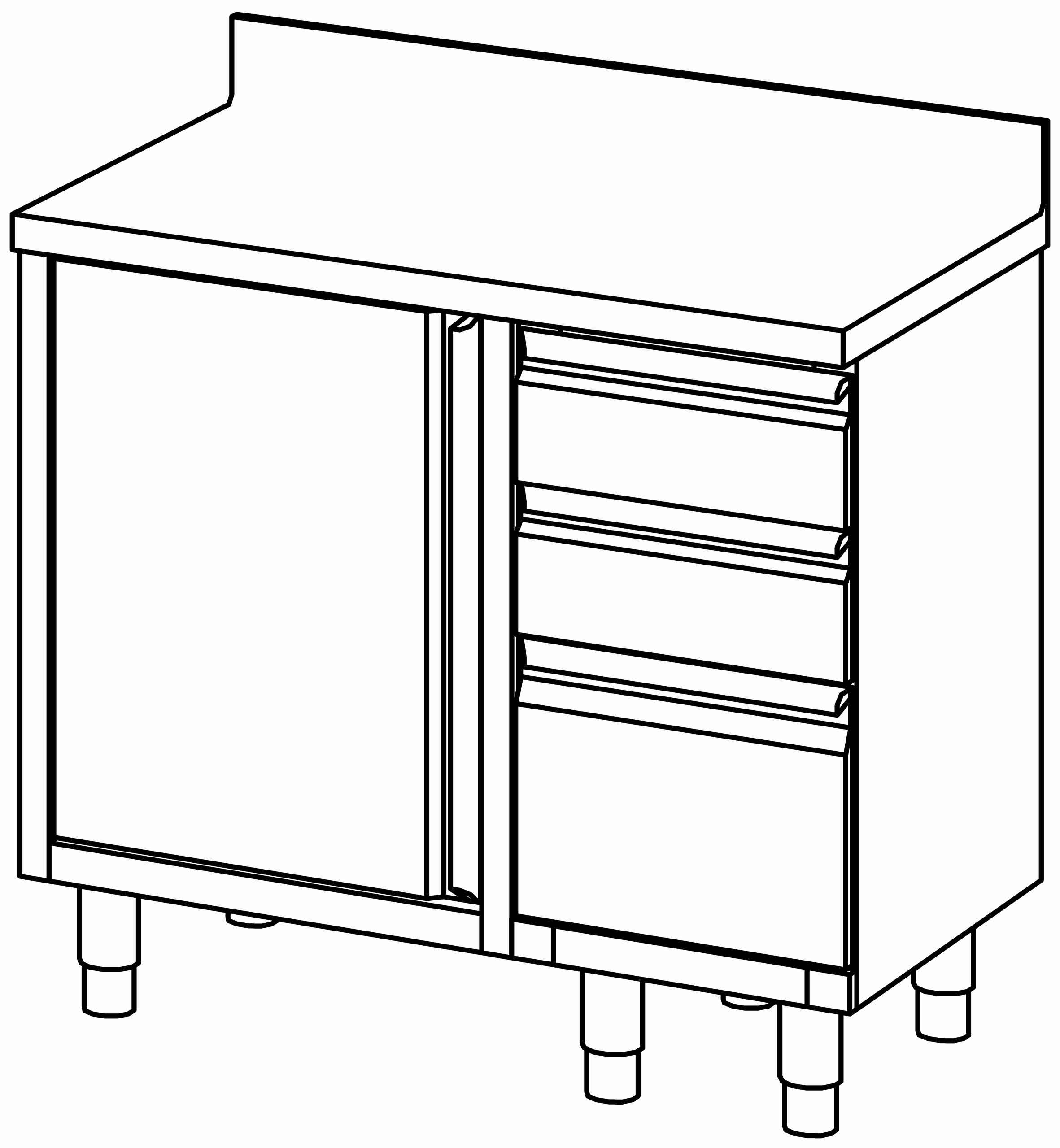 Arbeitsschrank 1000x600, S-Block re, AK