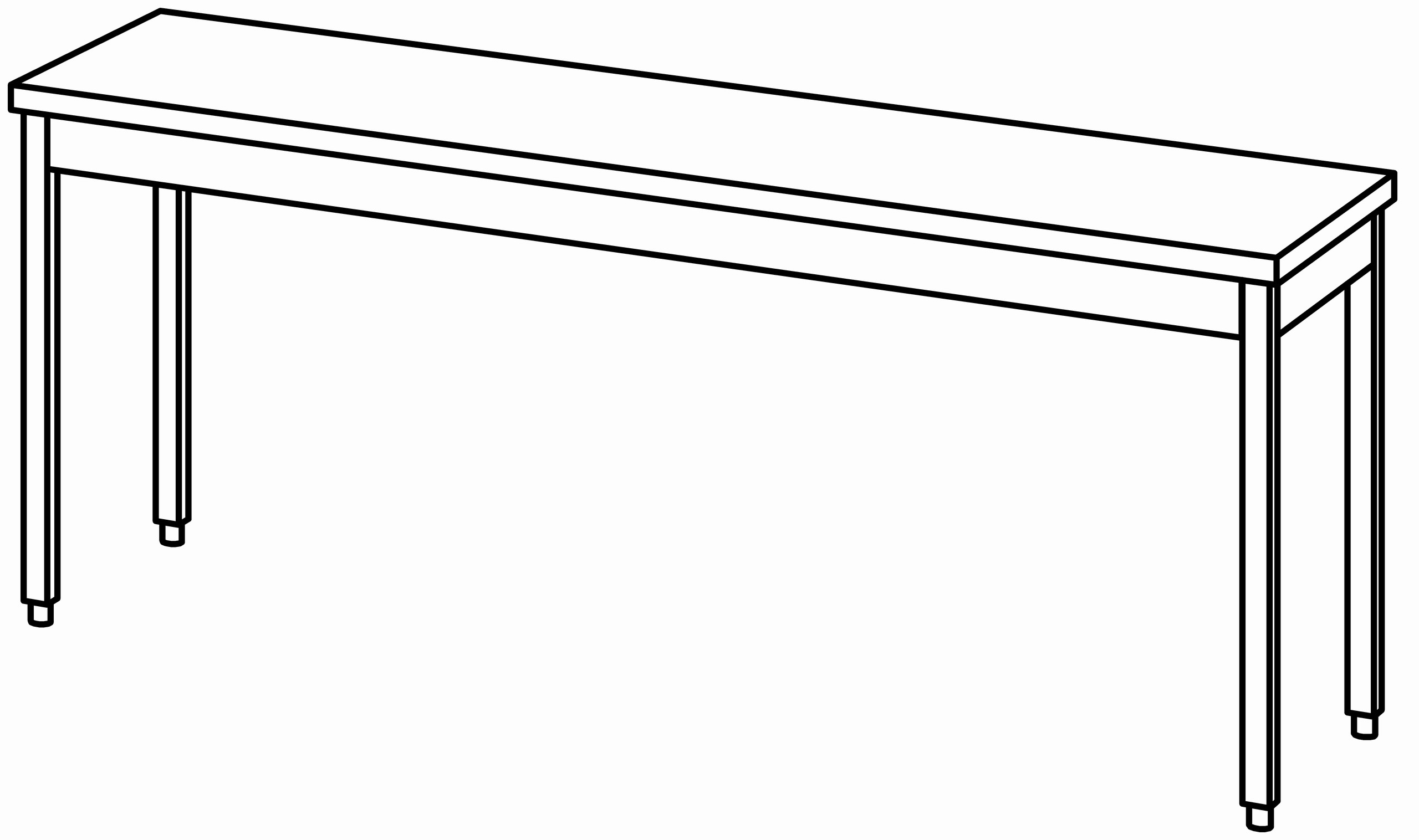 Arbeitstisch 2200x600, ohne Aufkantung