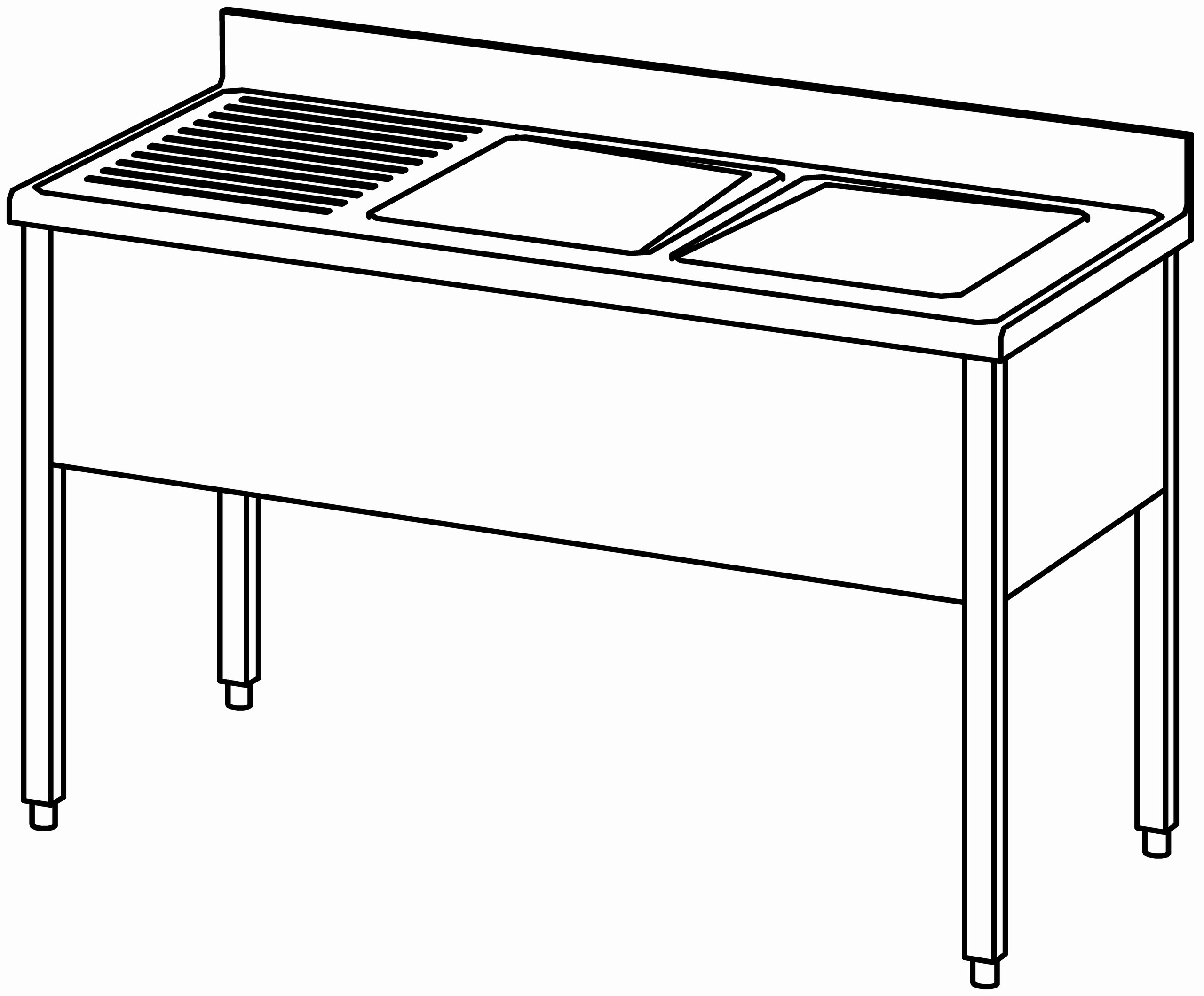 Spültisch offen 1400x700, 2 Becken r