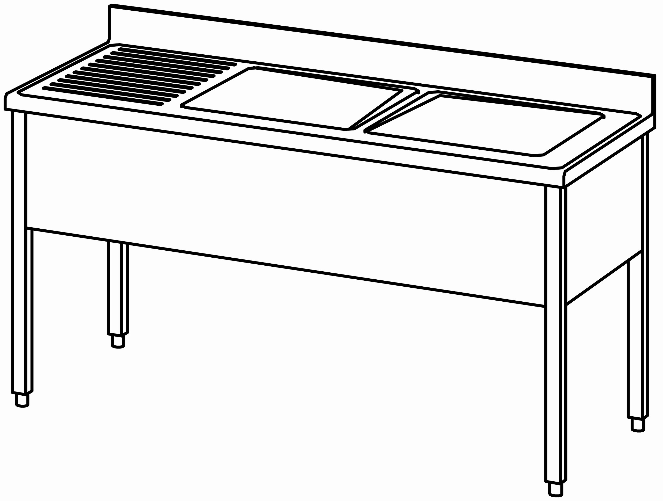 Spültisch offen 1600x700, 2 Becken r