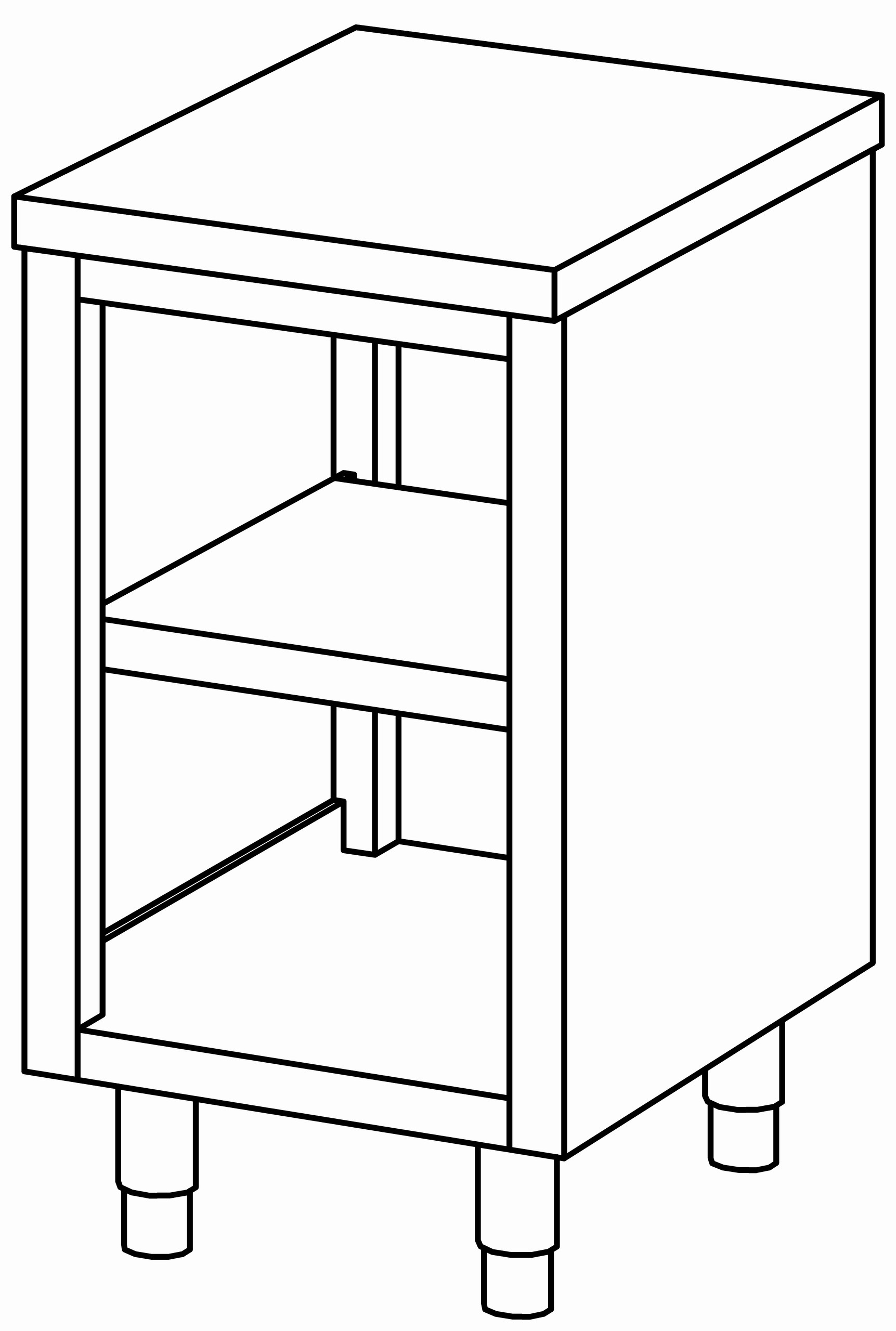 Arbeitsschrank 500x700, beidseit. offen