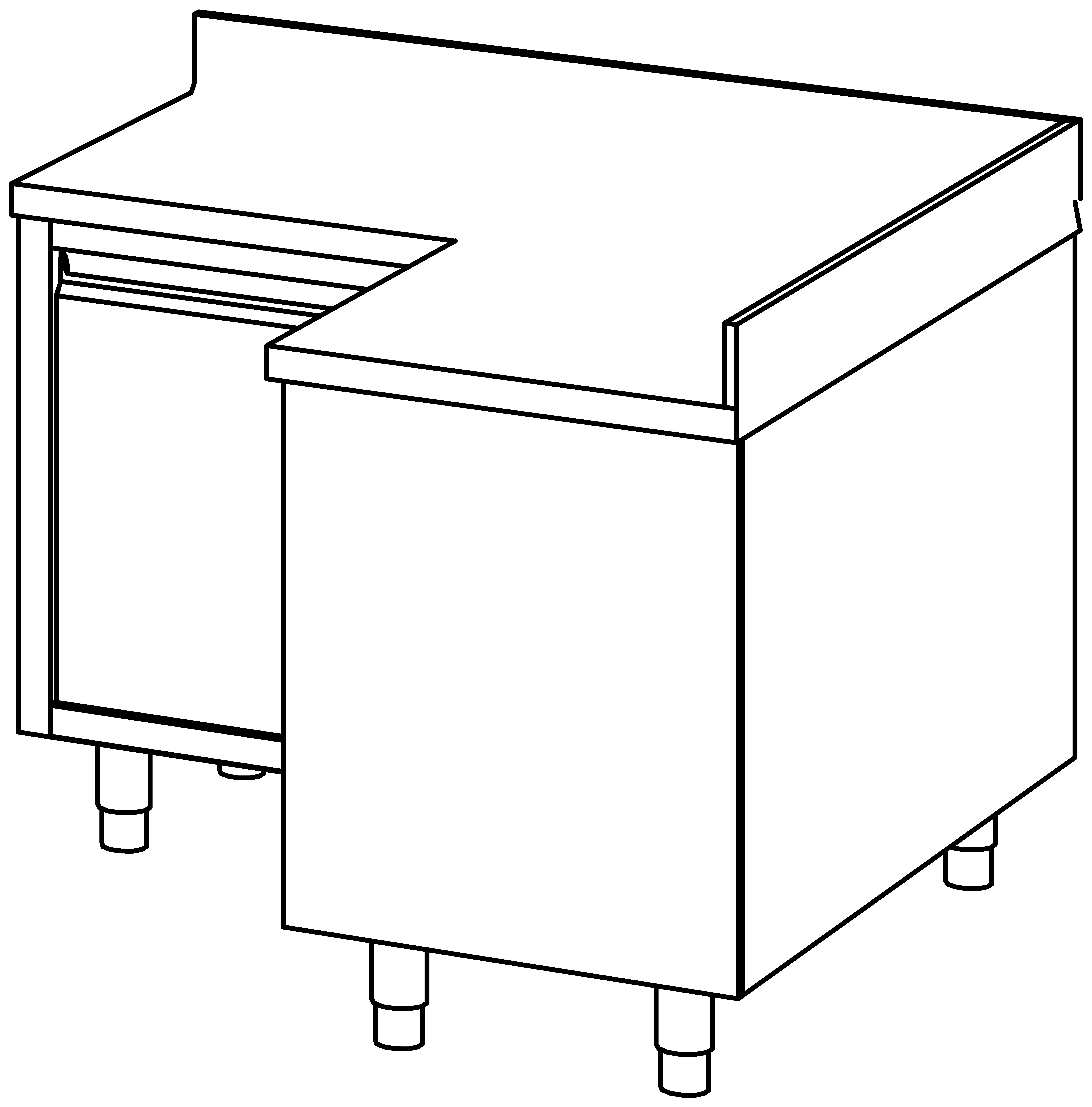 Eckschrank 1200x600, F-Tür, Aufkantung