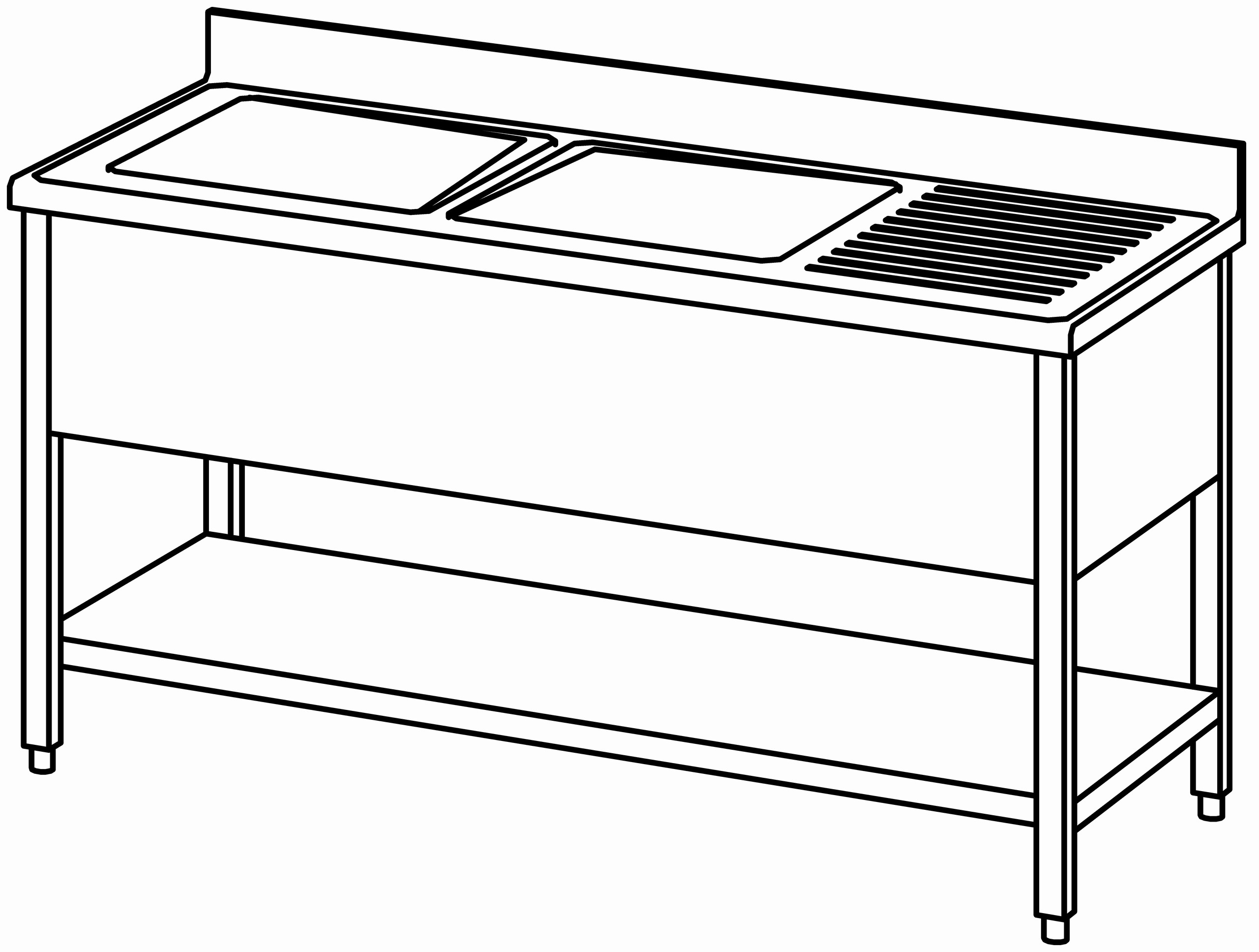 Spültisch offen 1600x700, GB, 2 Becken l