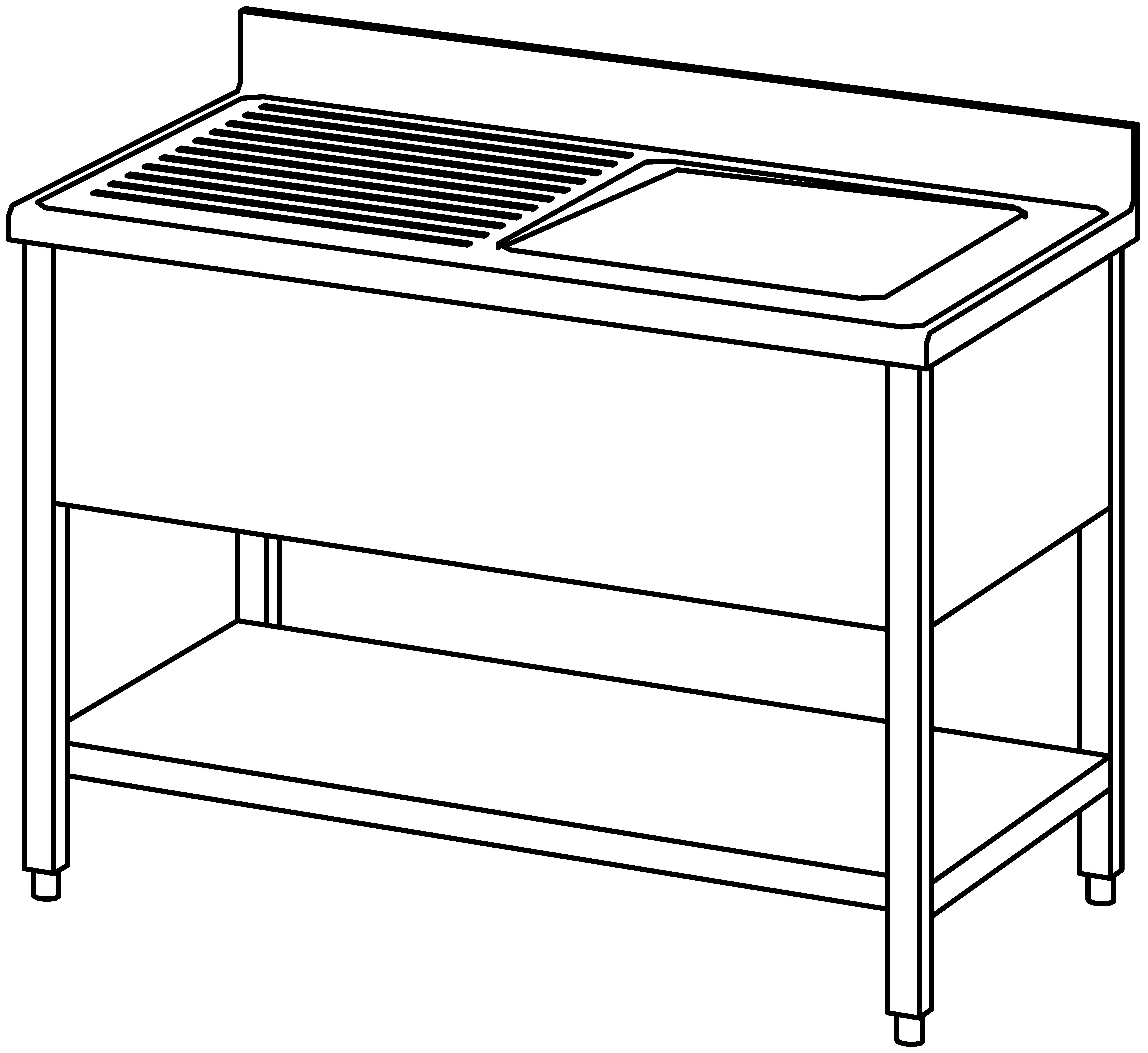 Spültisch offen 1200x700, GB, 1 Becken r