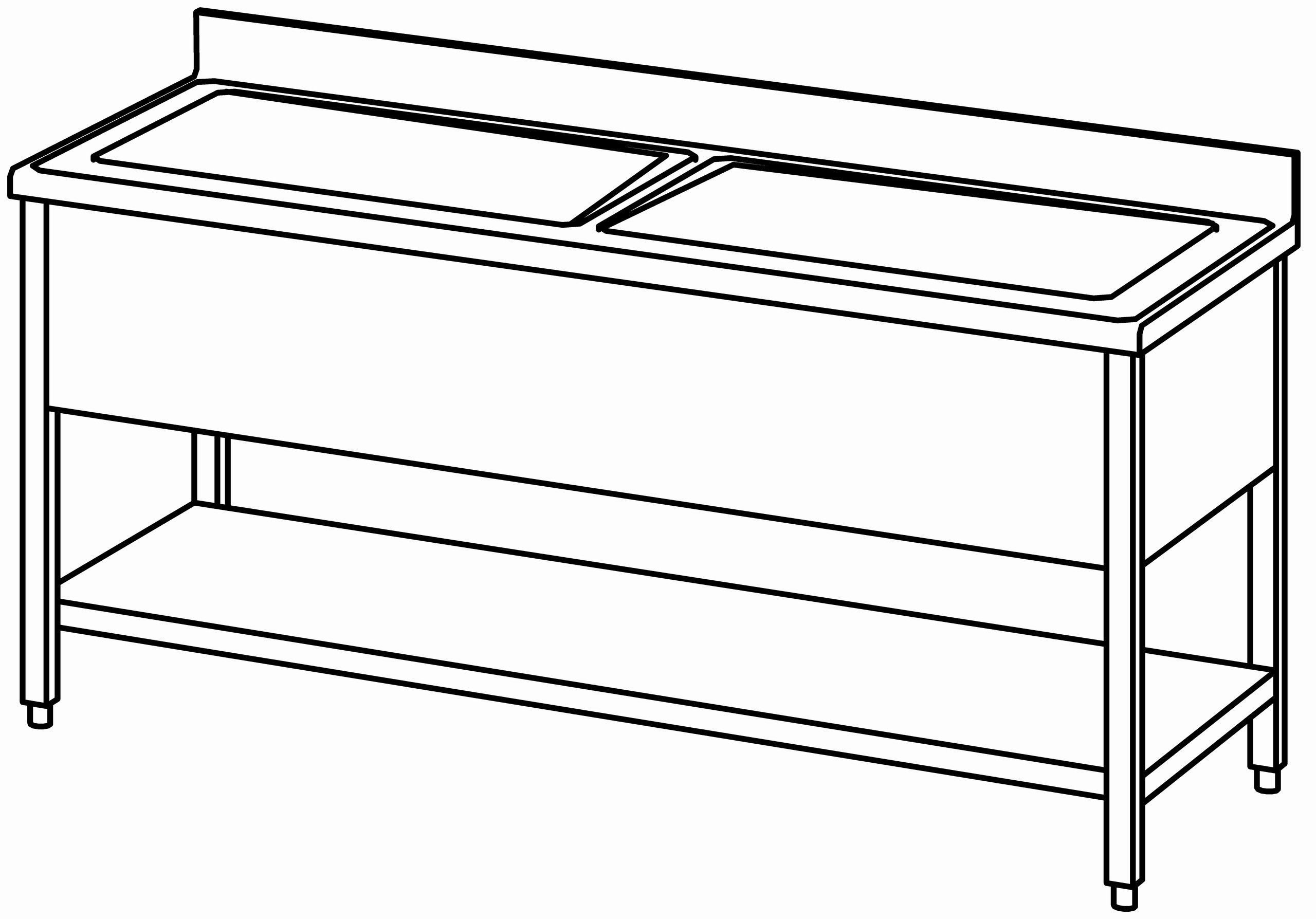 Topfspültisch offen 1800x700, GB, 2 Be.