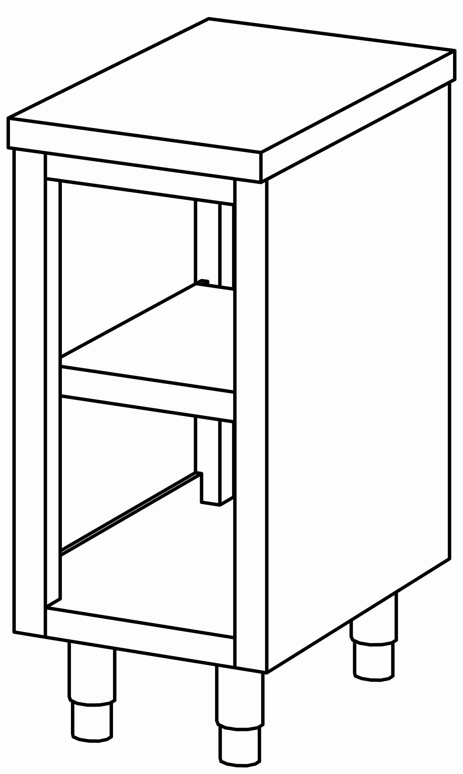 Arbeitsschrank 400x700, beidseit. offen