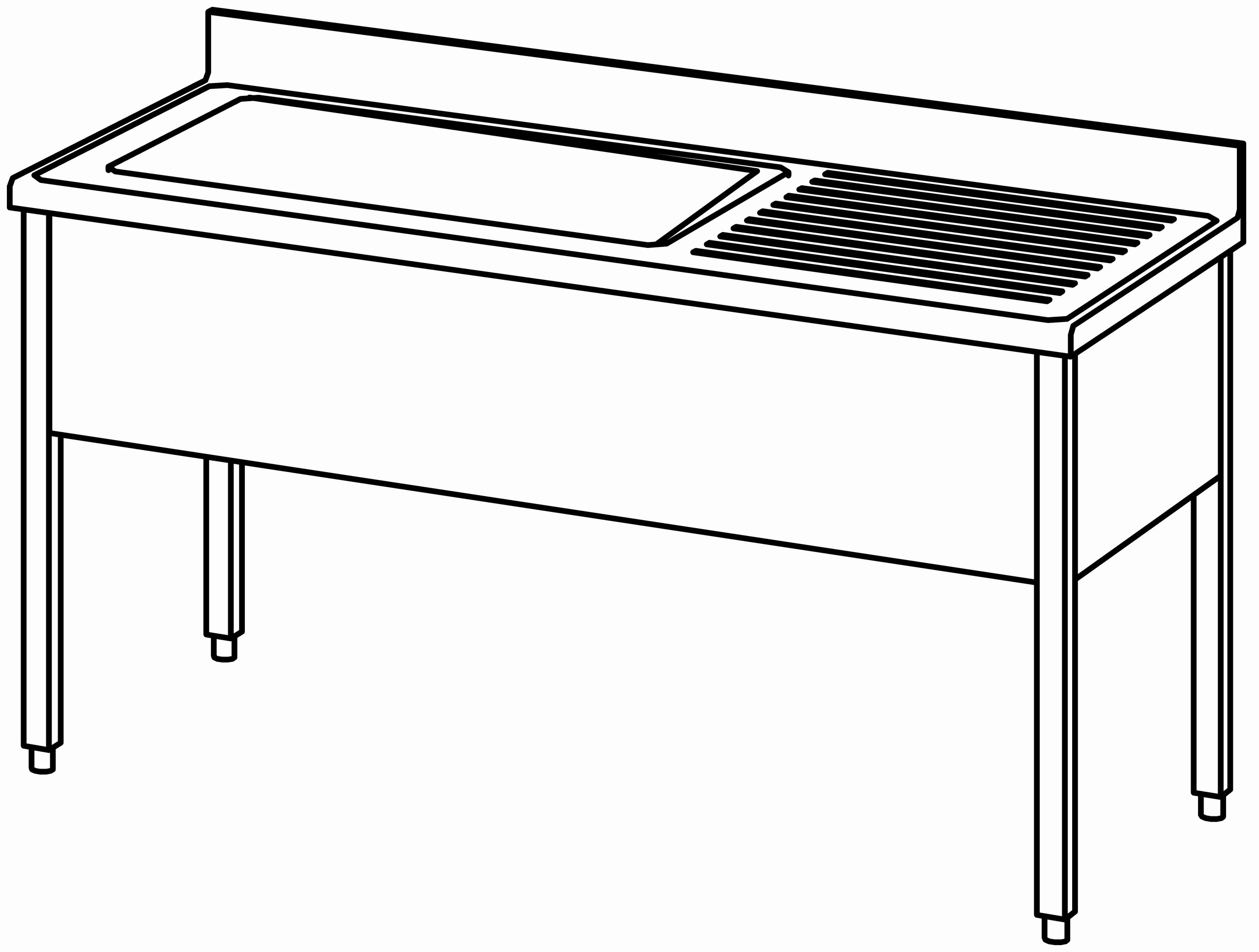 Topfspültisch offen 1600x700, 1 Becken l