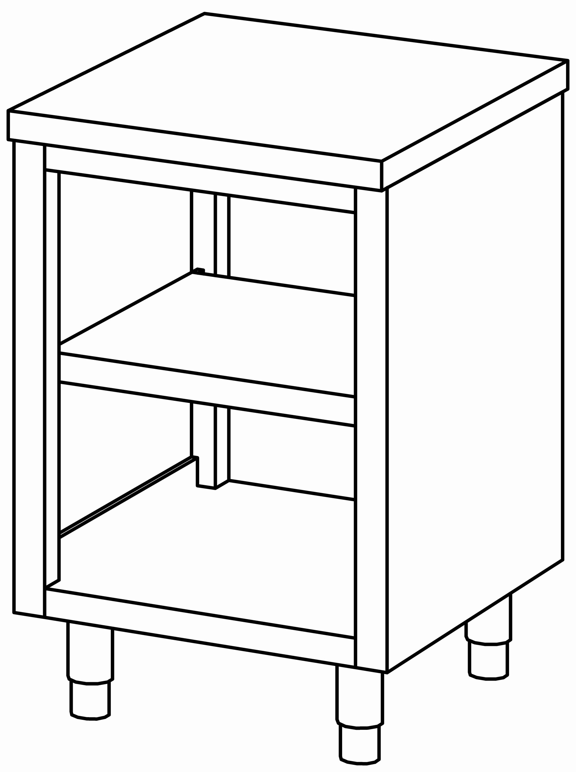 Arbeitsschrank 600x700, beidseit. offen