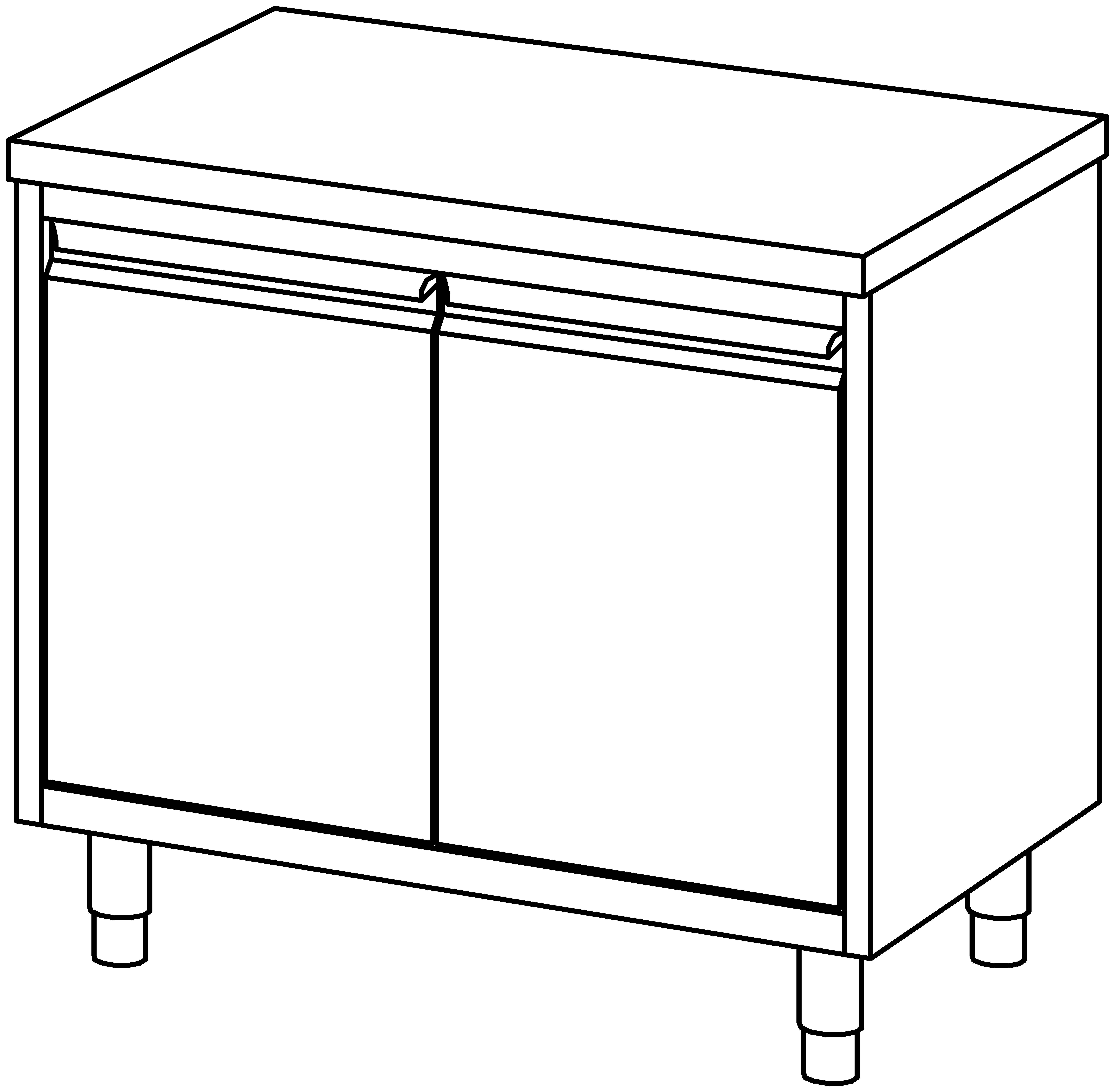 Arbeitsschrank 1000x700, beidseit. F-Tür