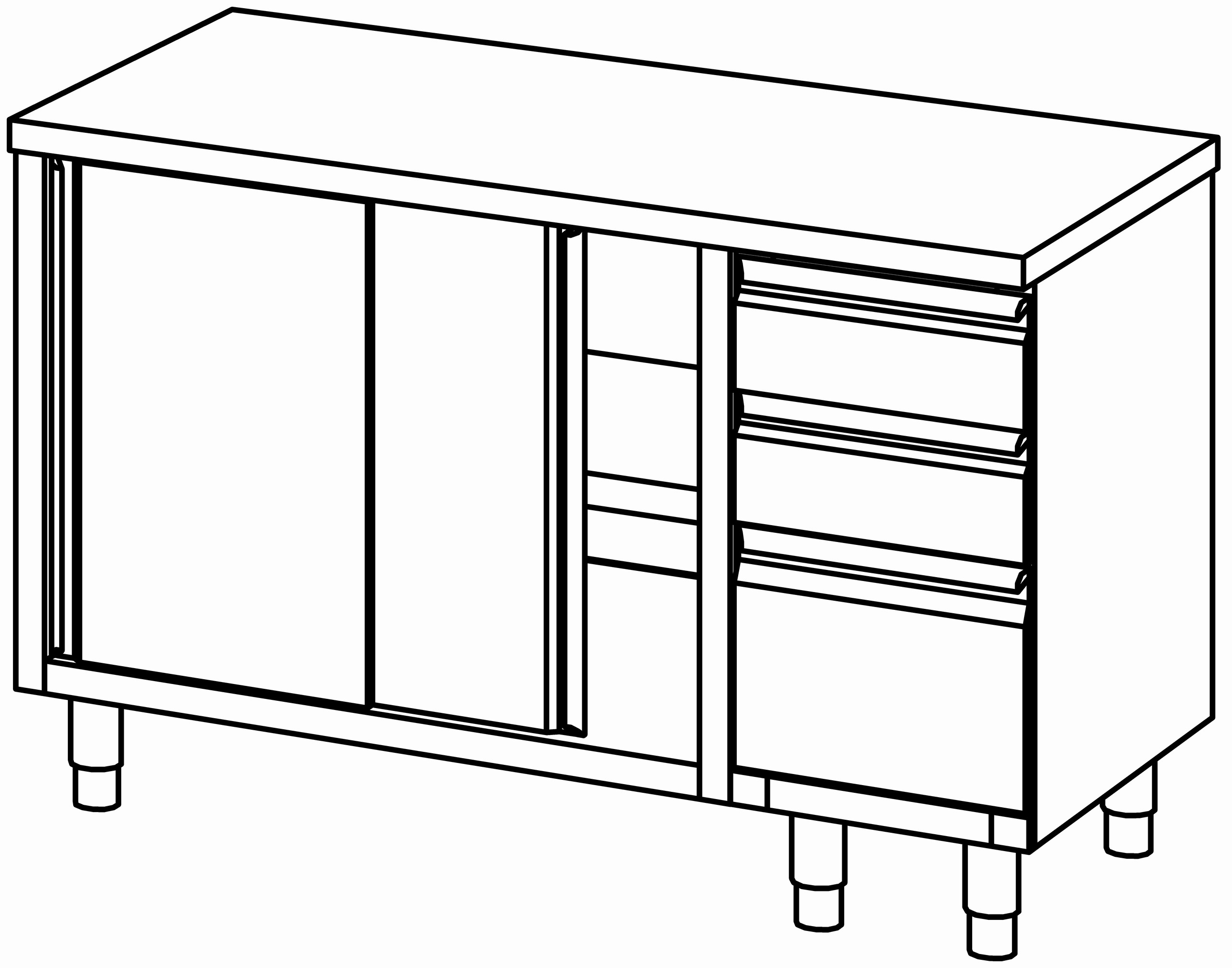 Arbeitsschrank 1400x700, S-Block rechts