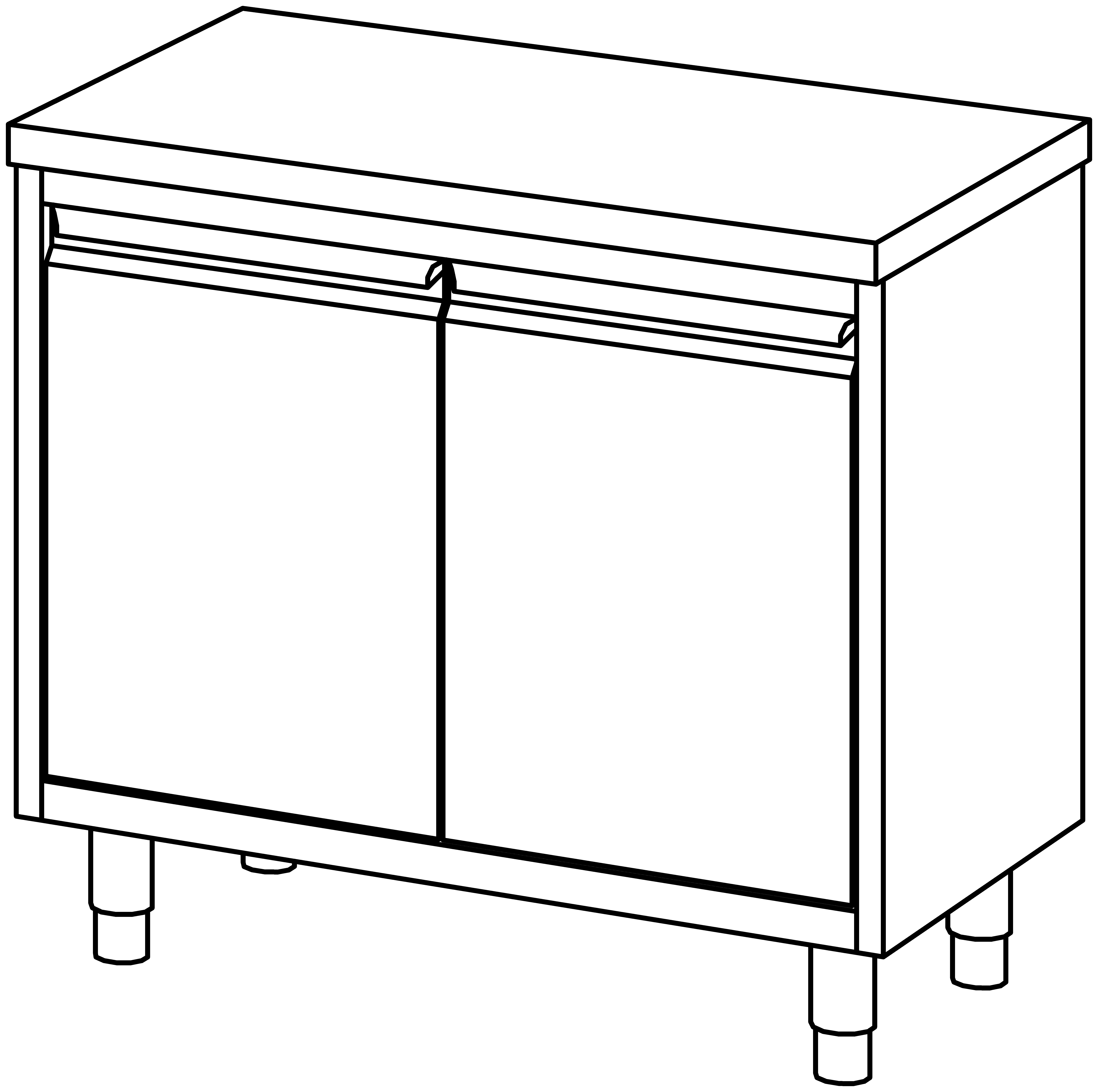 Arbeitsschrank 1000x600, beidseit. F-Tür