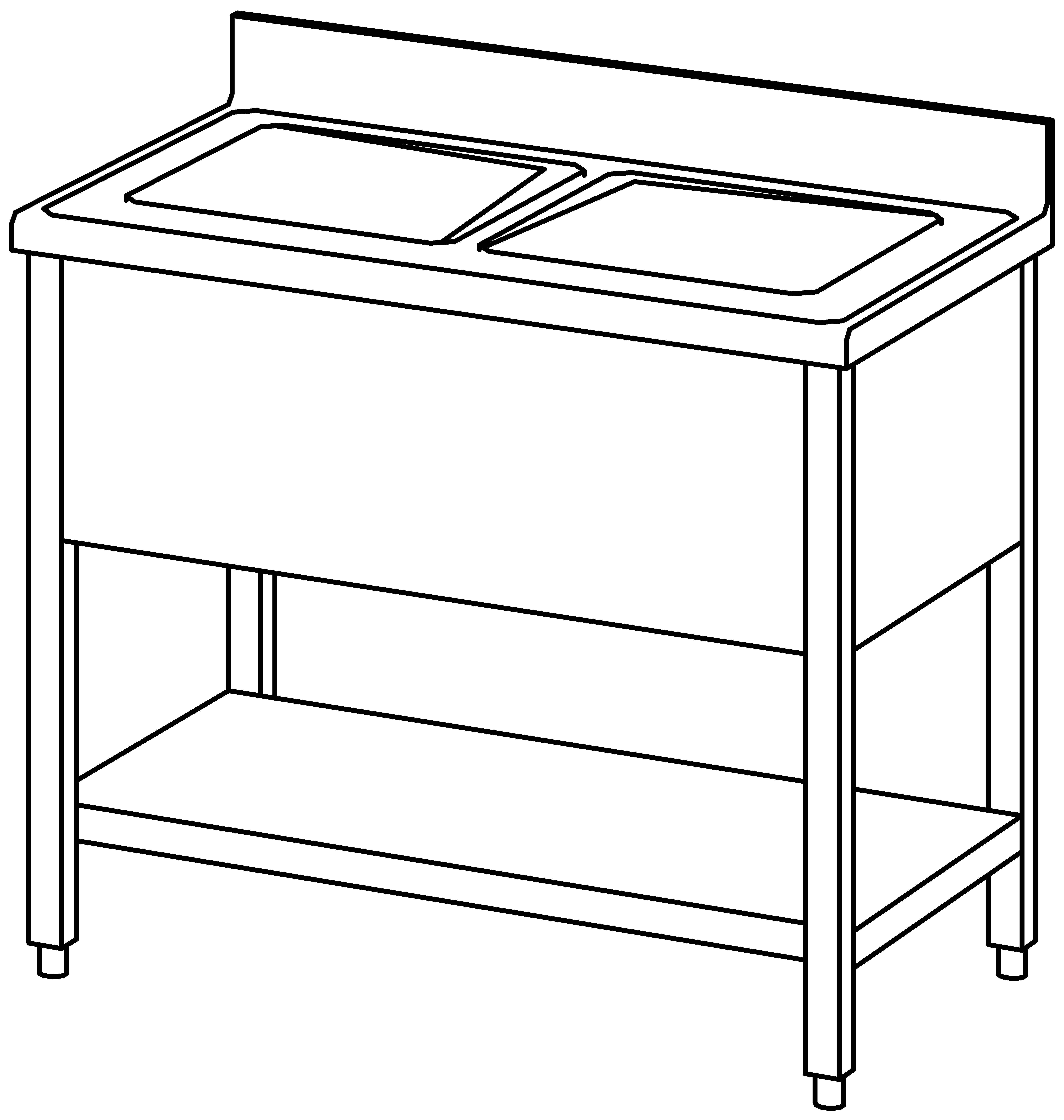 Spültisch offen 1000x600, GB, 2 Becken