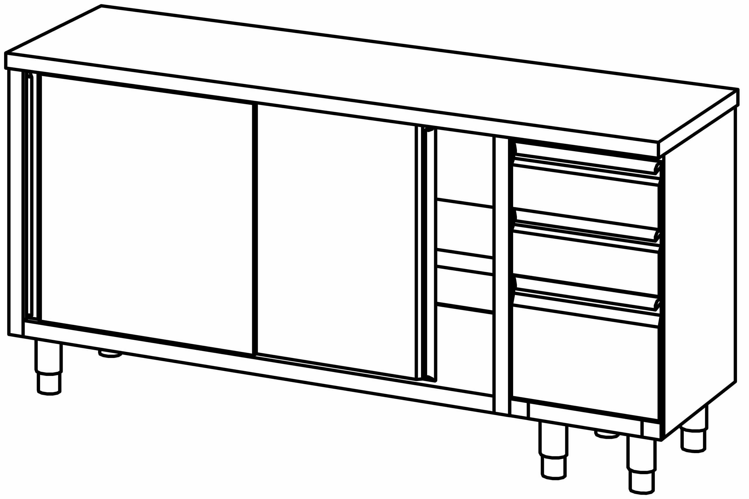 Arbeitsschrank 1800x600, S-Block rechts