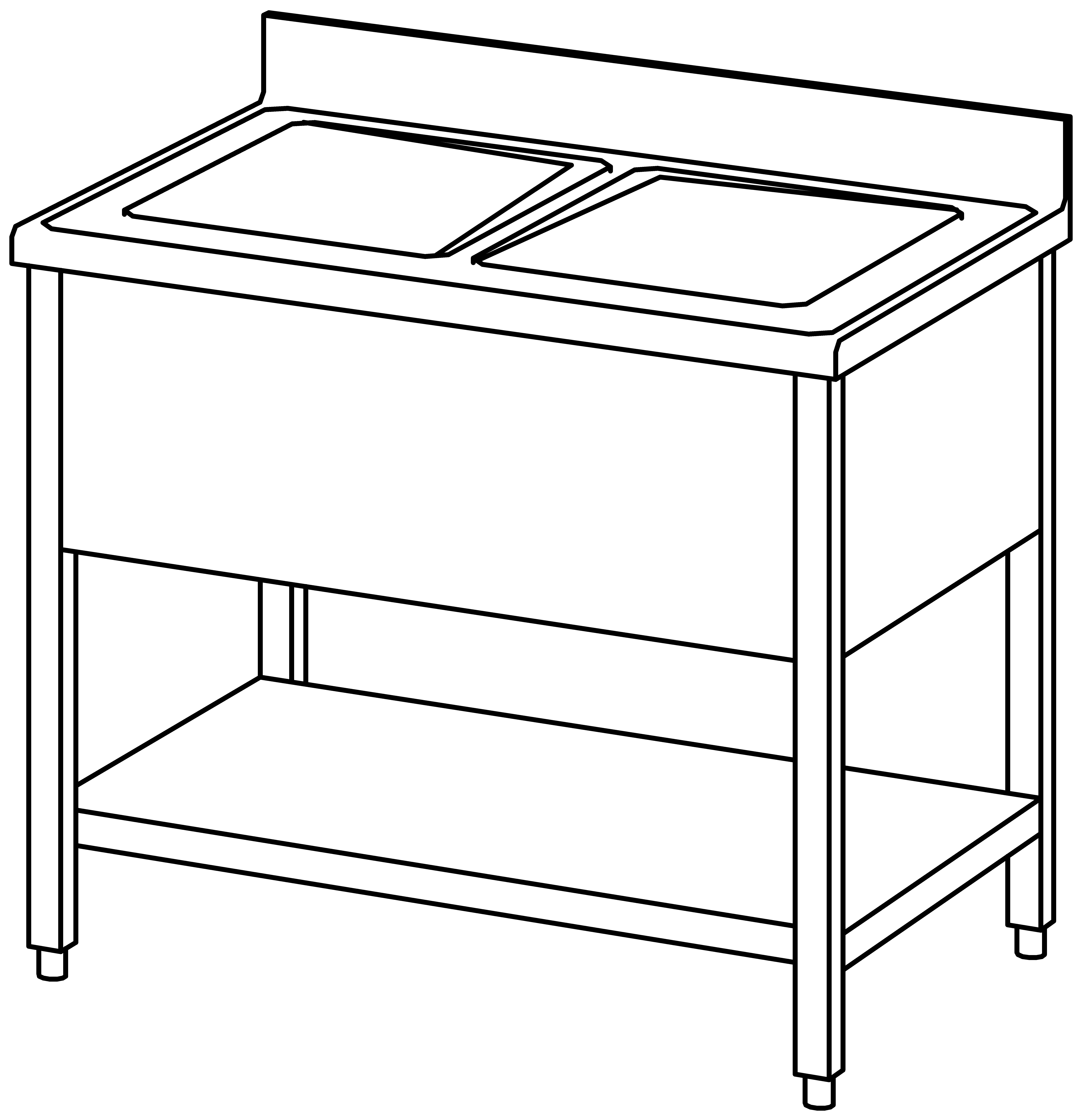 Spültisch offen 1000x700, GB, 2 Becken