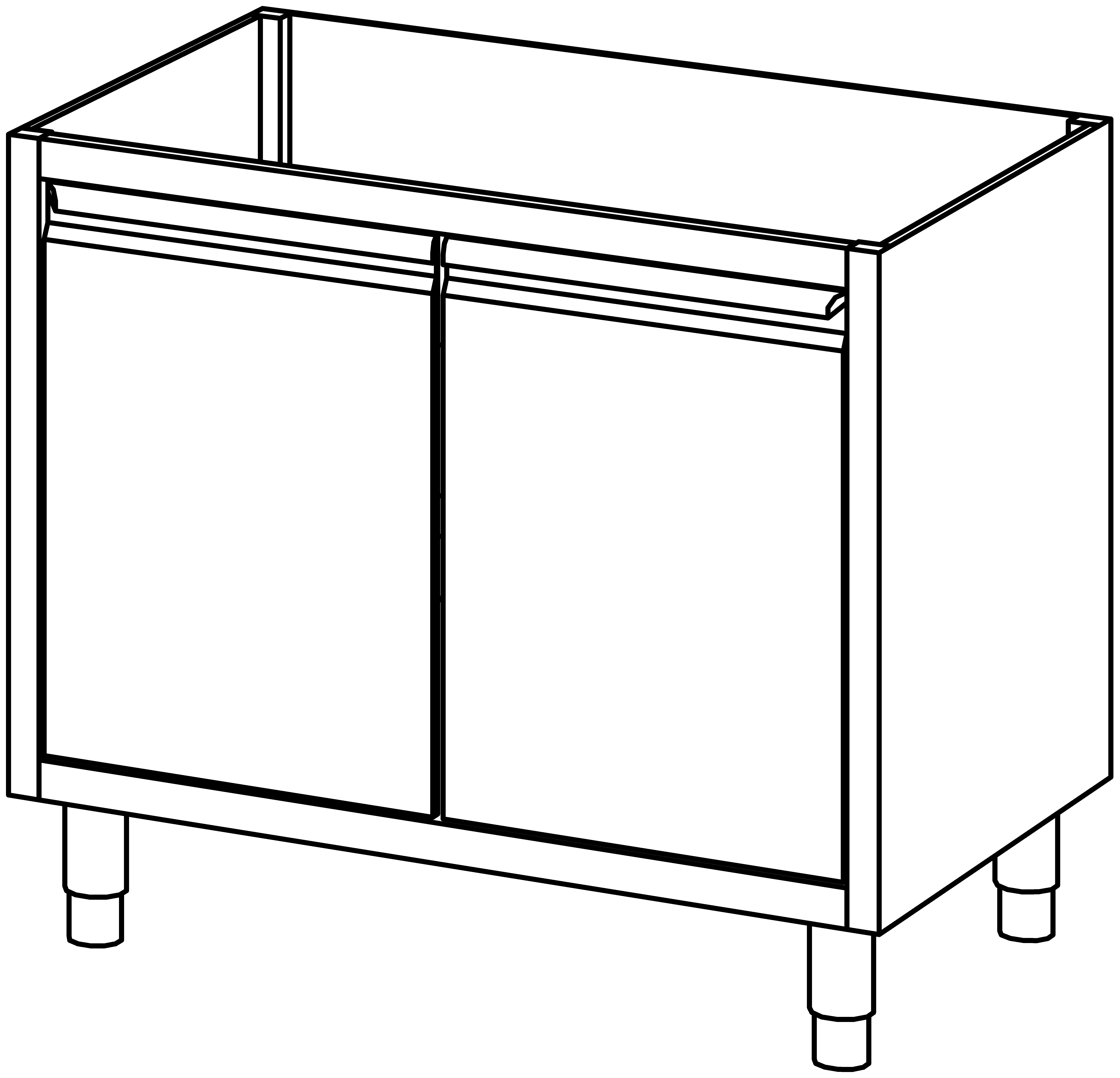 Schrankunterbau mit Flügeltür 1000x680