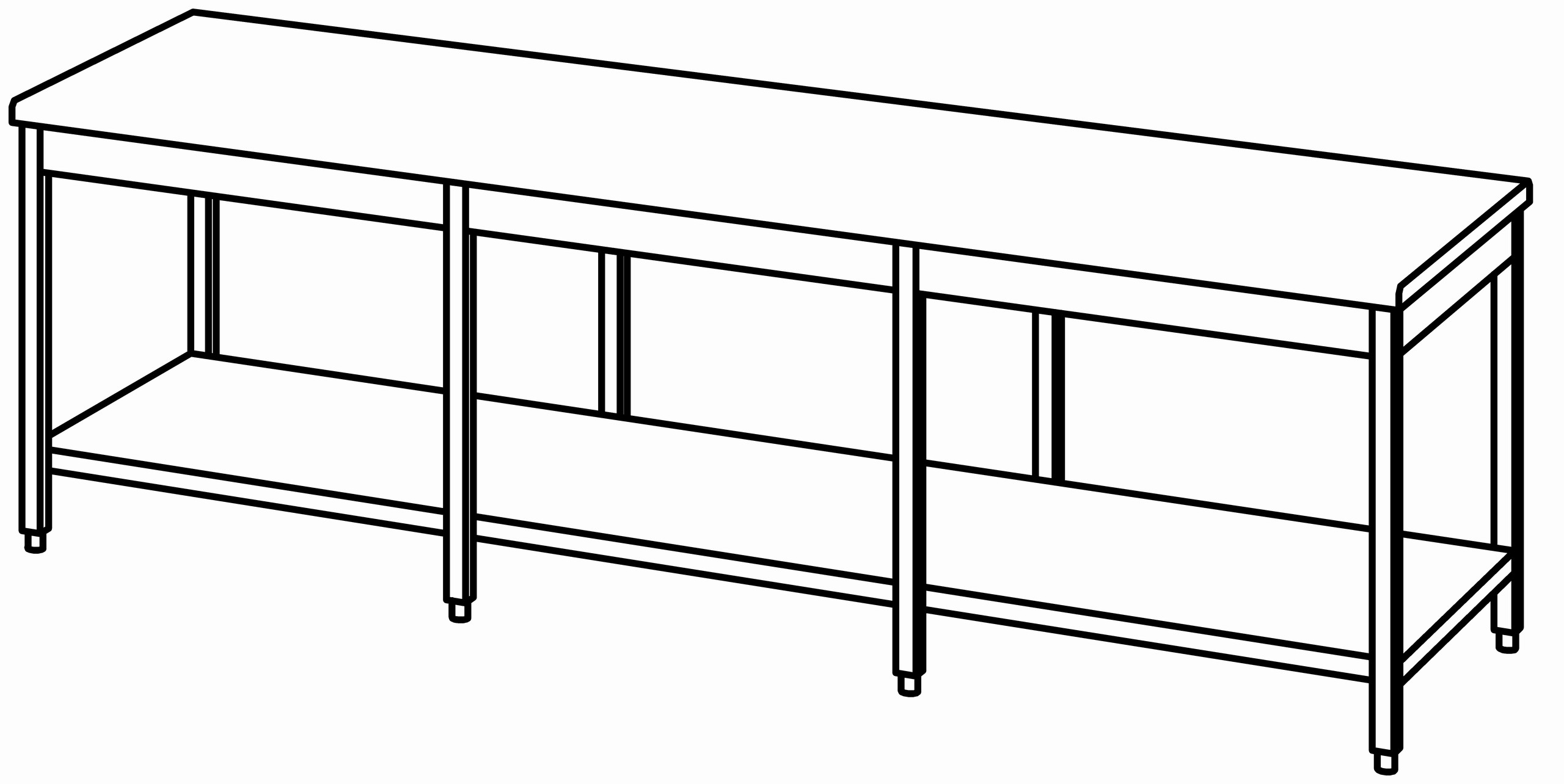 Arbeitstisch 2800x900, GB, ohne Aufk.