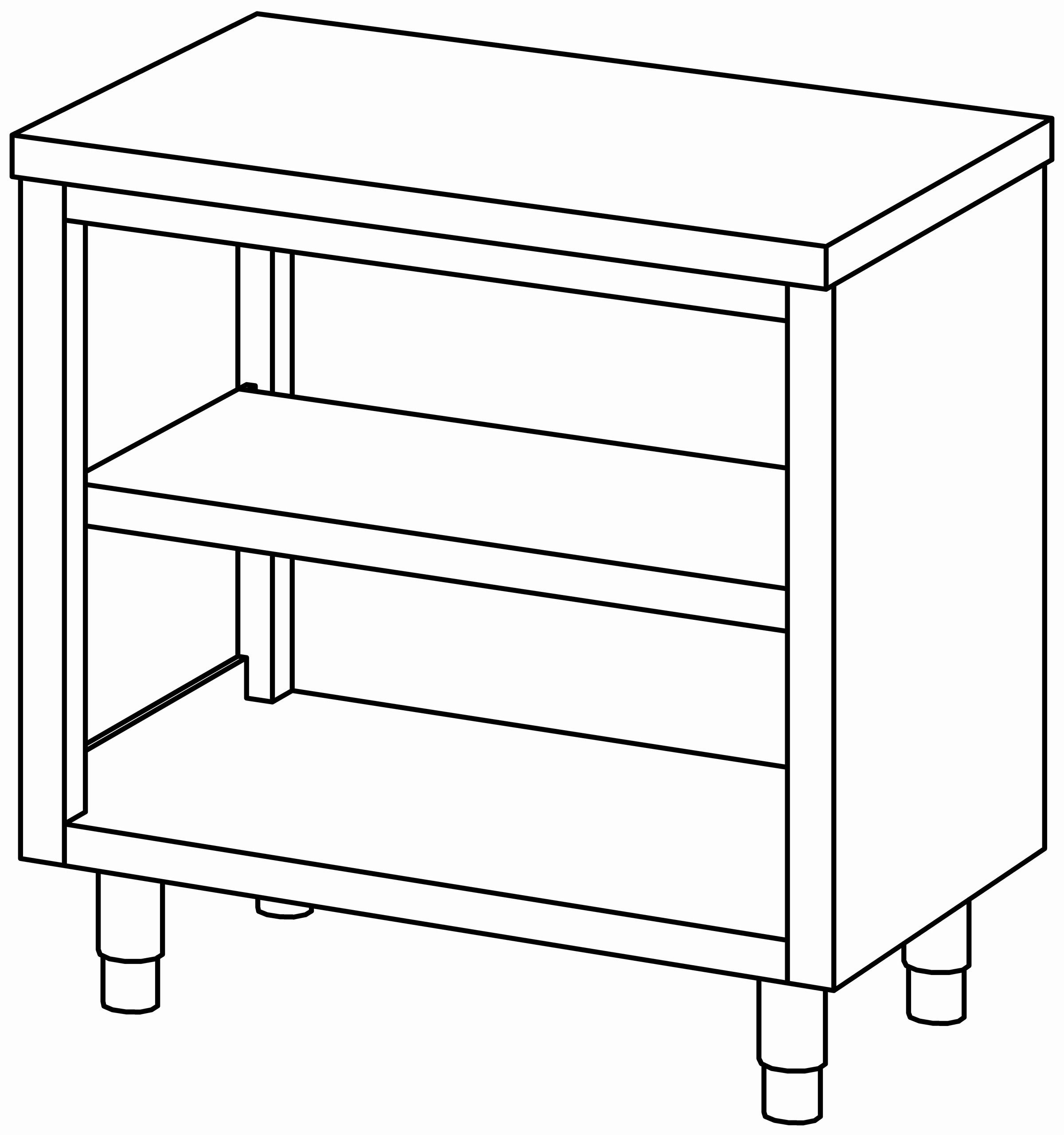 Arbeitsschrank 900x600, beidseit. offen