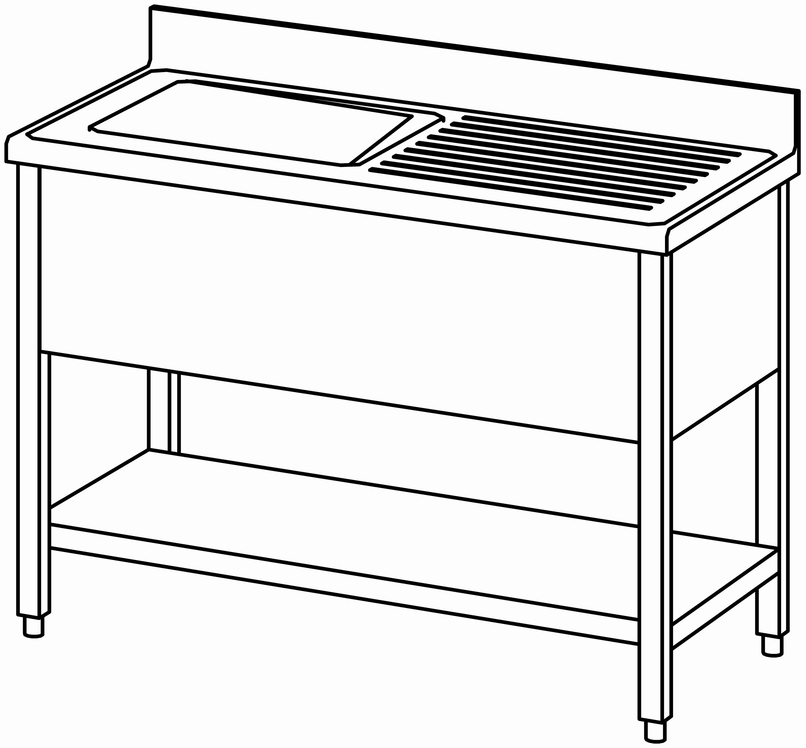 Spültisch offen 1200x600, GB, 1 Becken l