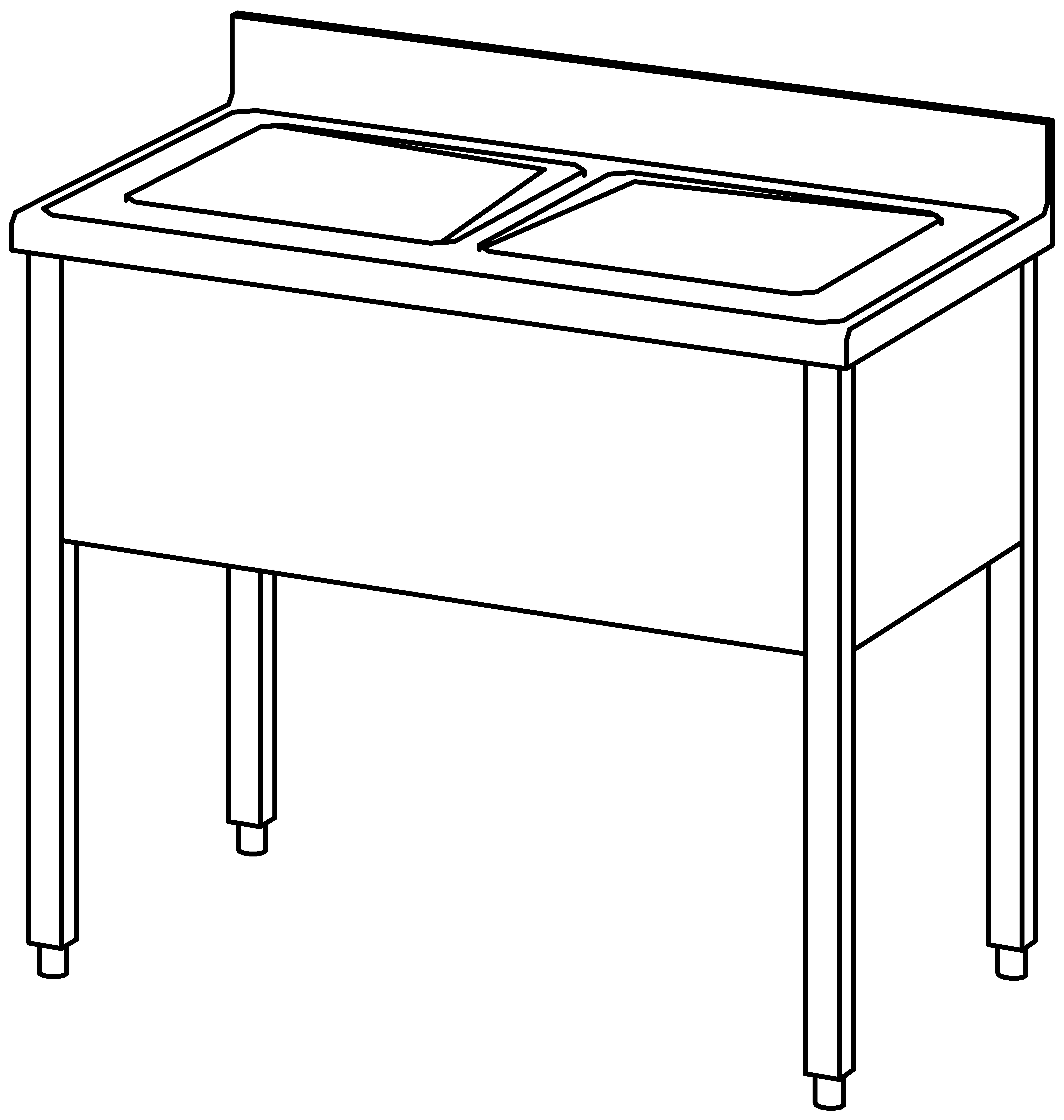 Spültisch offen 1000x600, 2 Becken