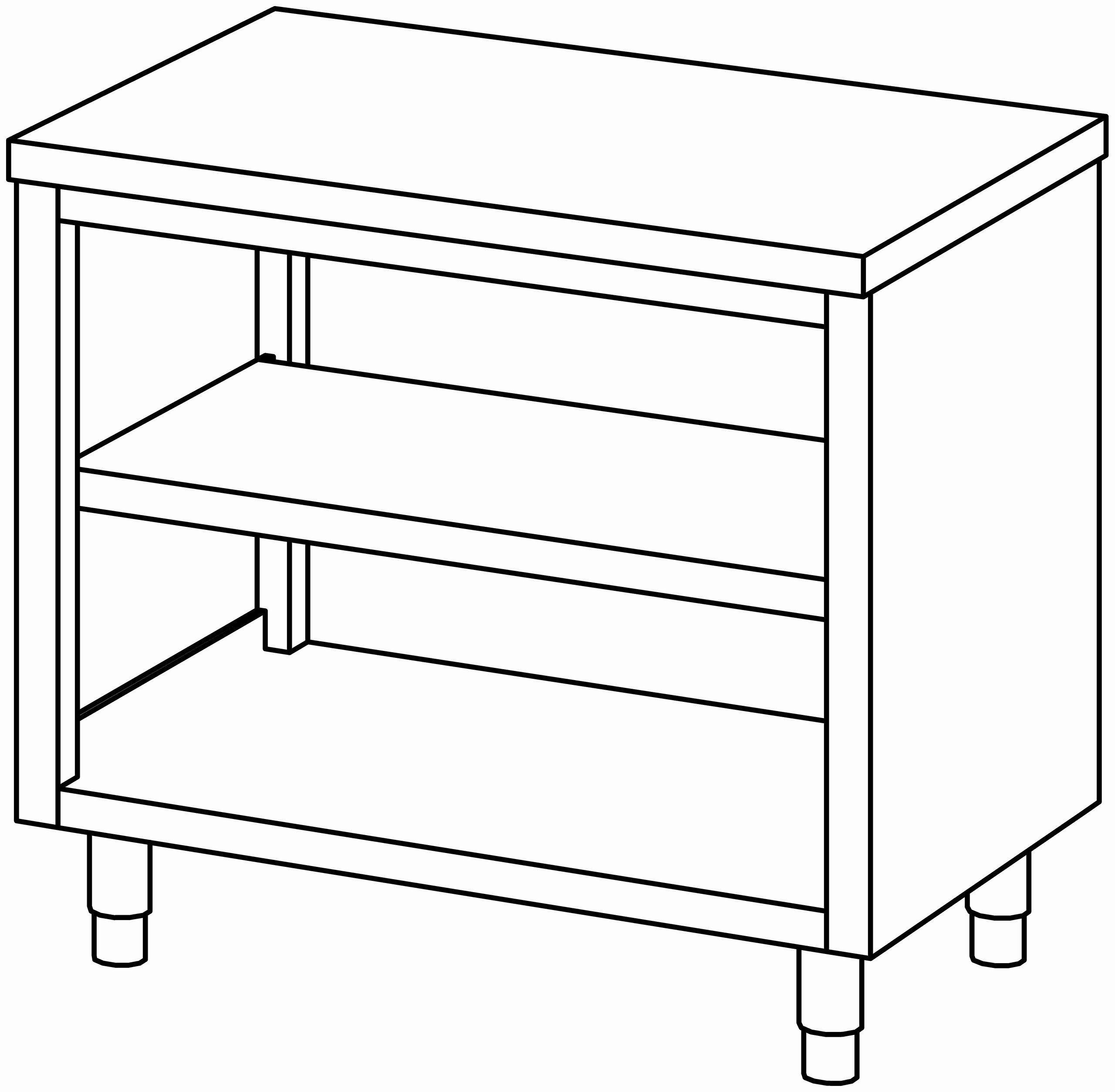 Arbeitsschrank 1000x700, beidseit. offen
