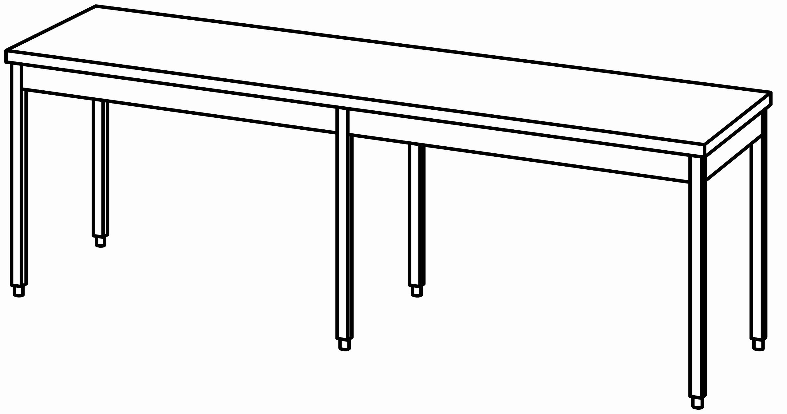 Arbeitstisch 2600x800, ohne Aufkantung