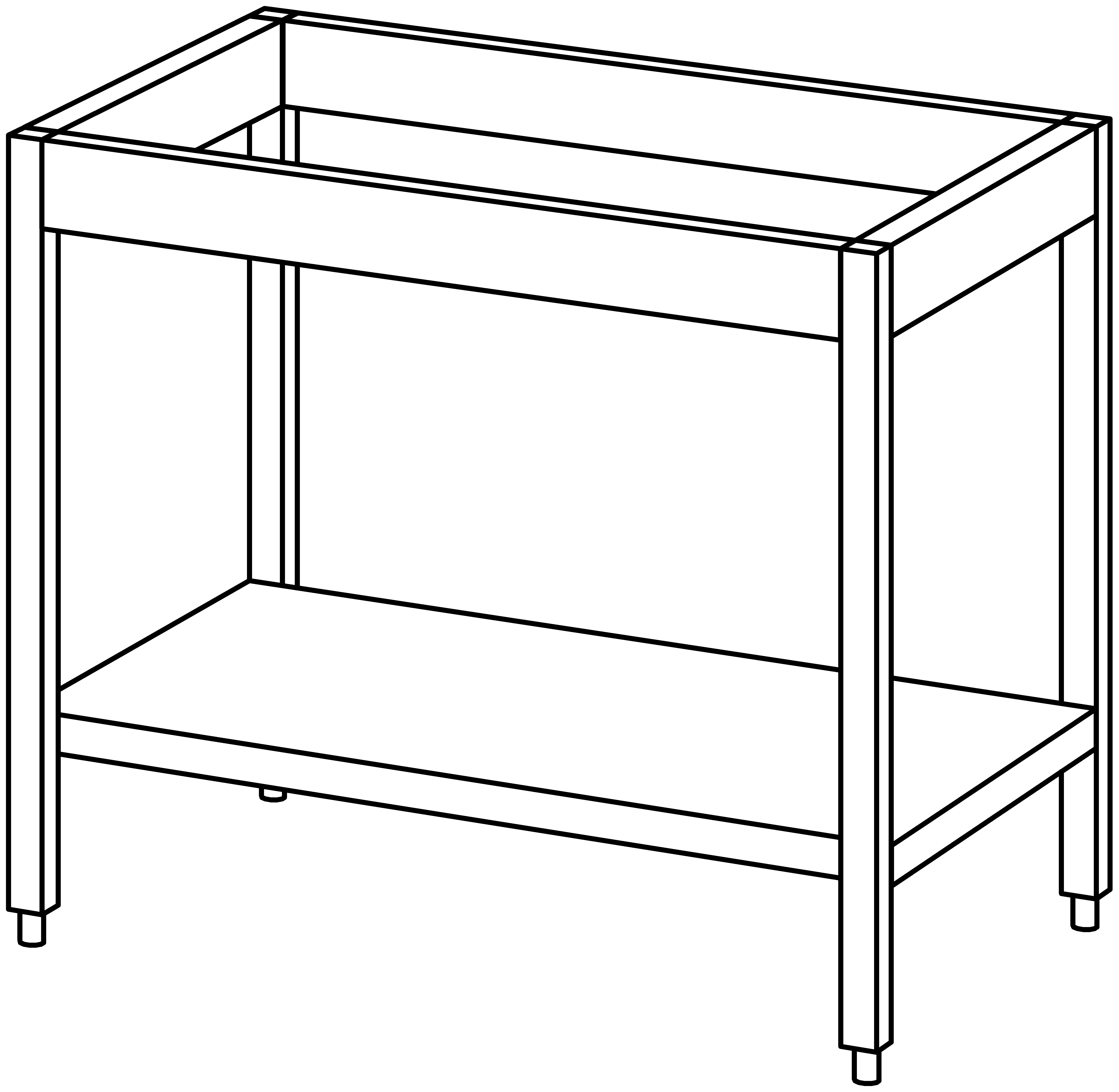 Unterbau-Arbeitstisch offen 1000x660, GB