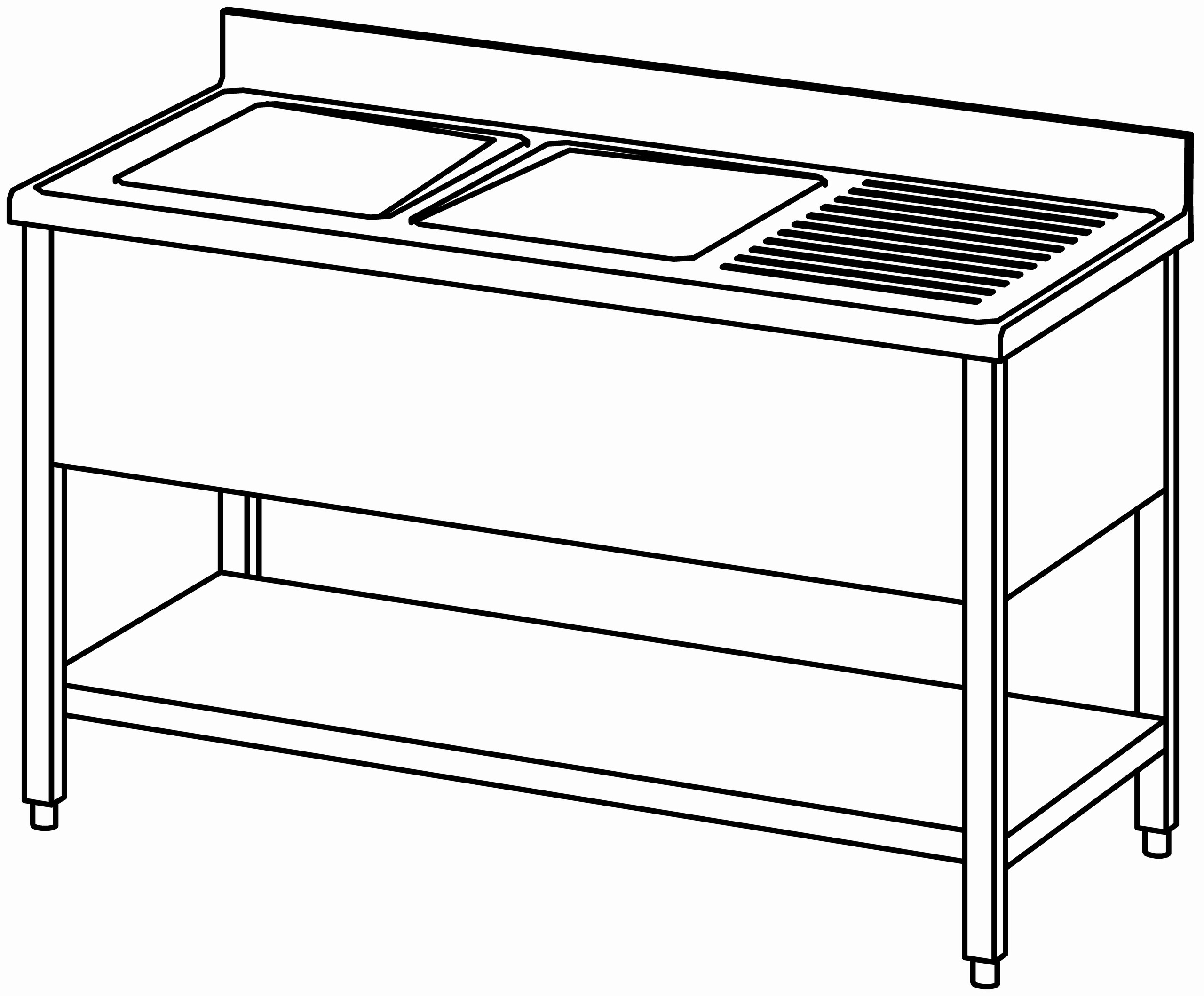 Spültisch offen 1400x700, GB, 2 Becken l