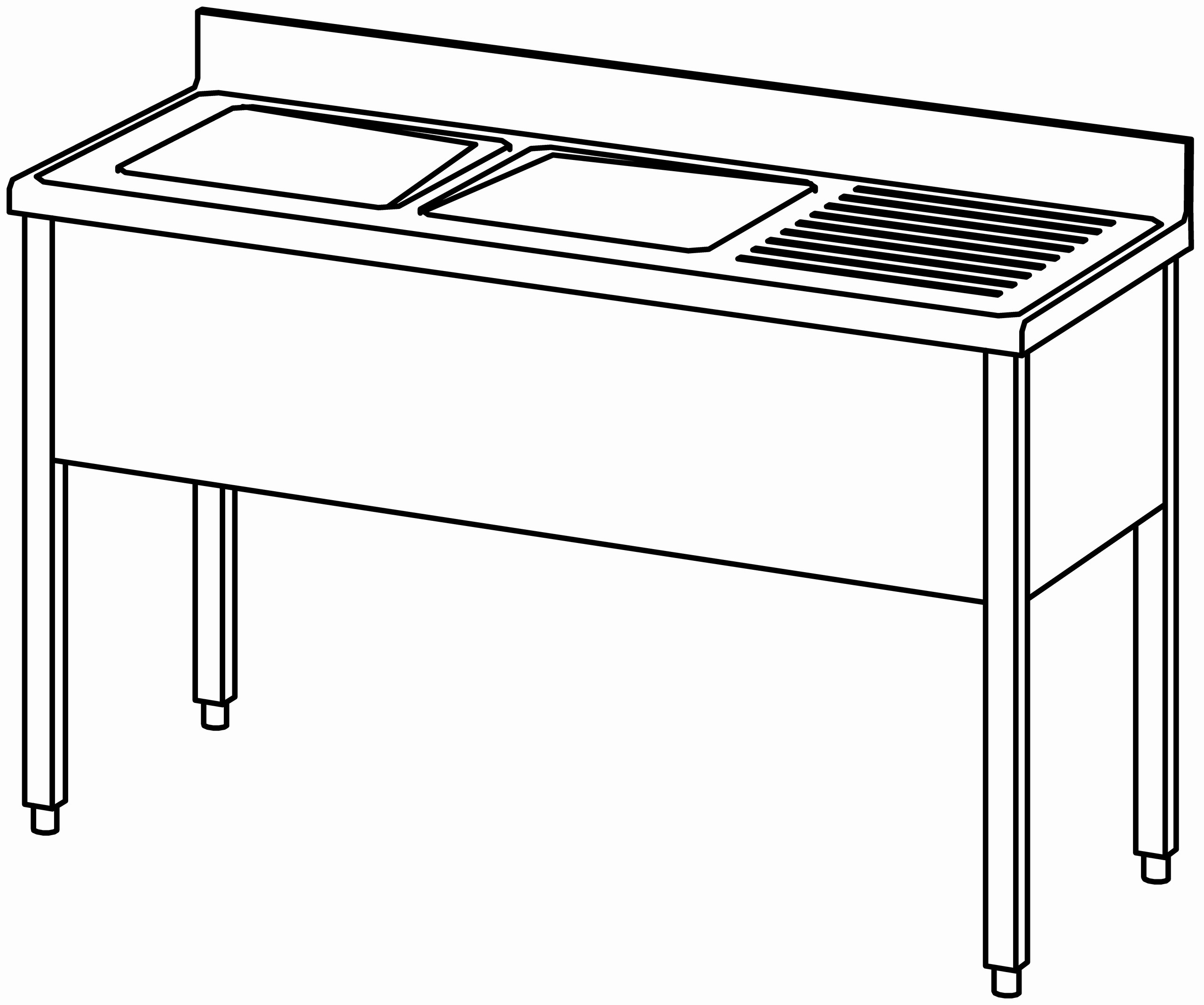 Spültisch offen 1400x600, 2 Becken l