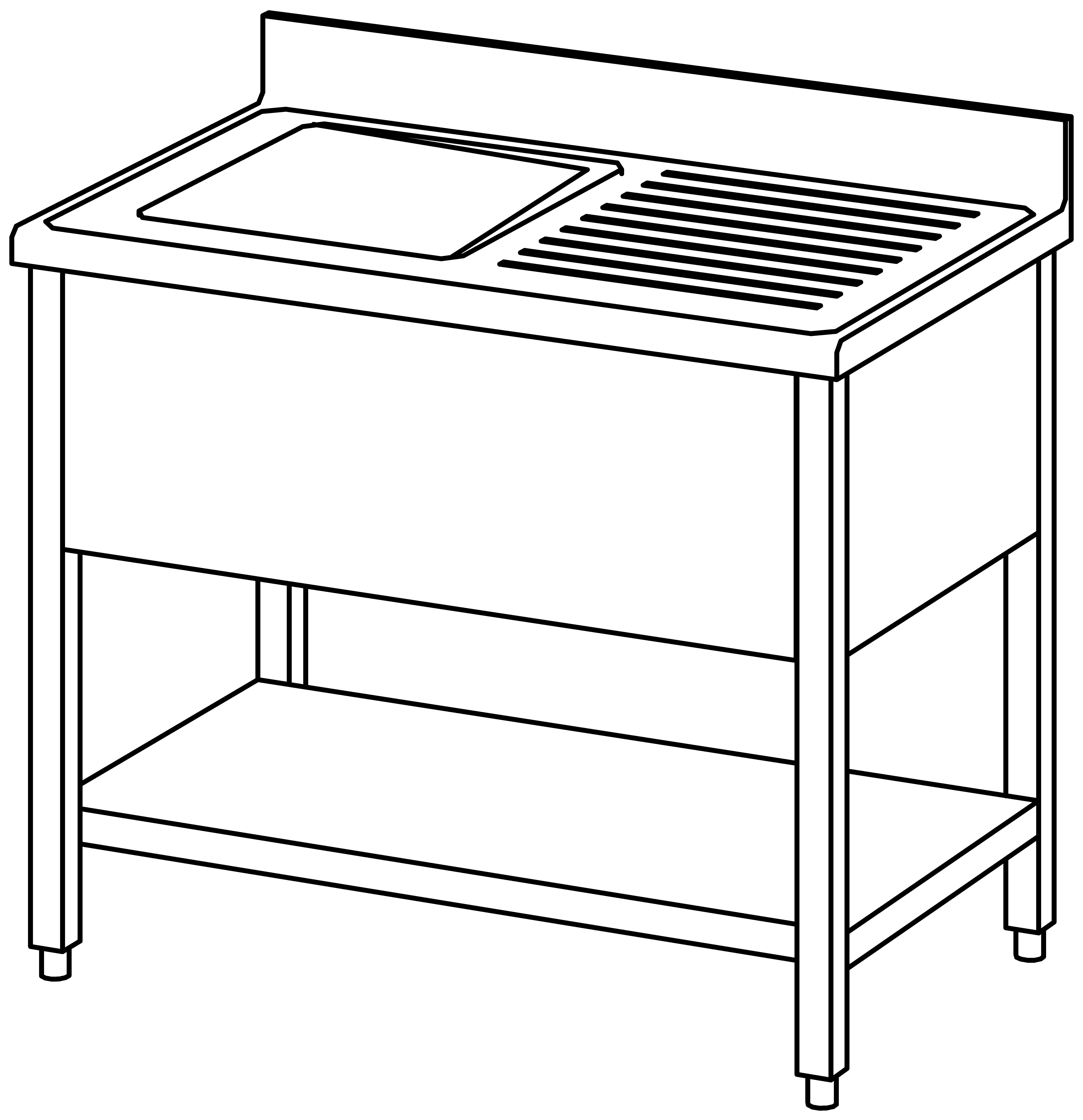 Spültisch offen 1000x700, GB, 1 Becken l