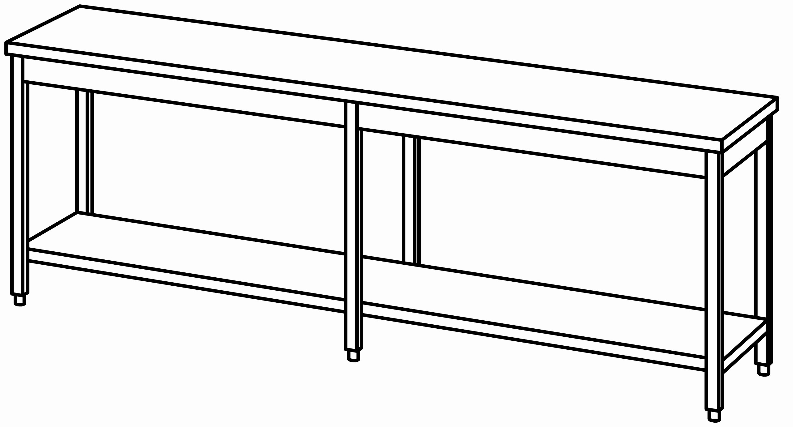 Arbeitstisch 2500x600, GB, ohne Aufk.