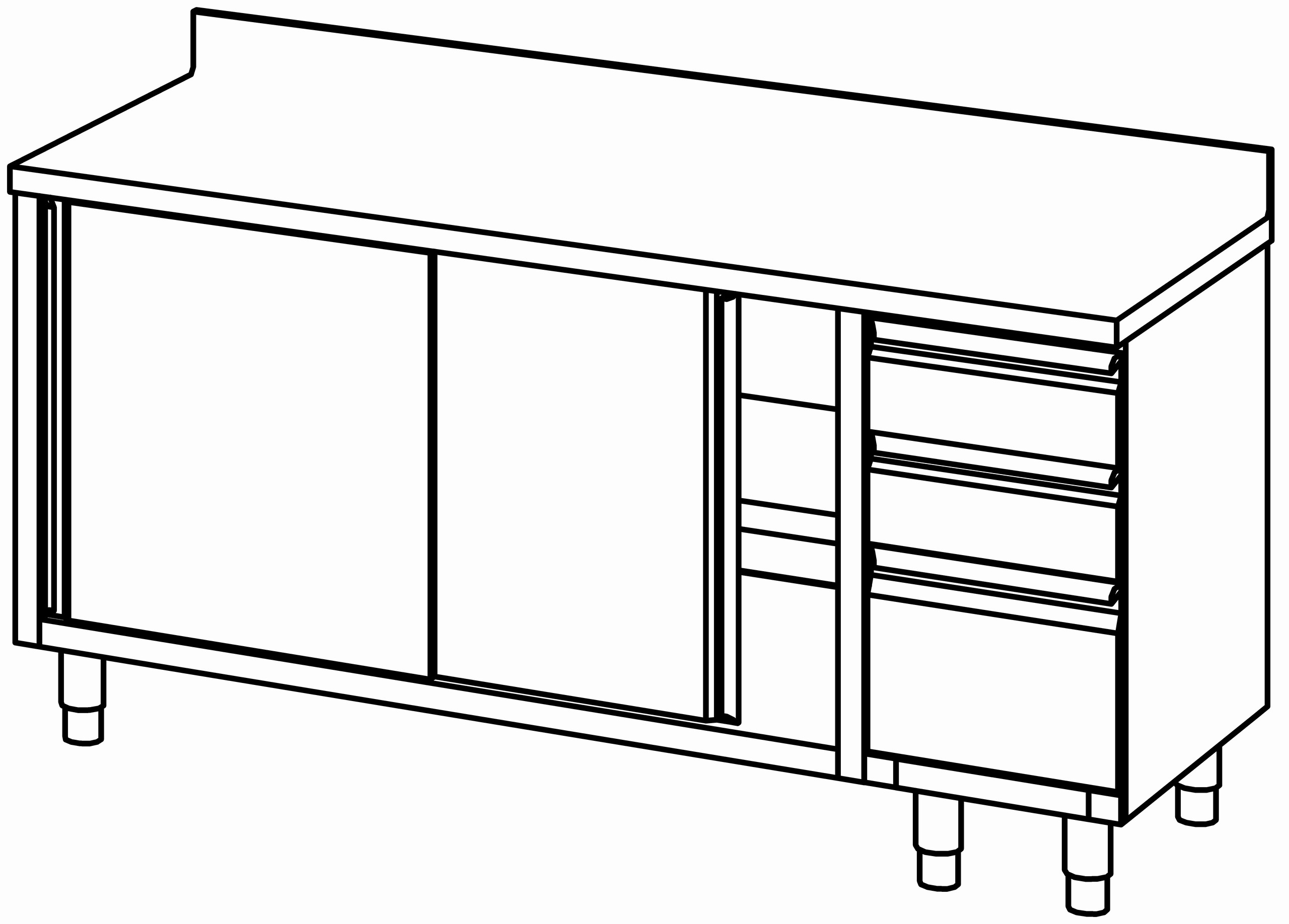 Arbeitsschrank 1800x700, S-Block re, AK