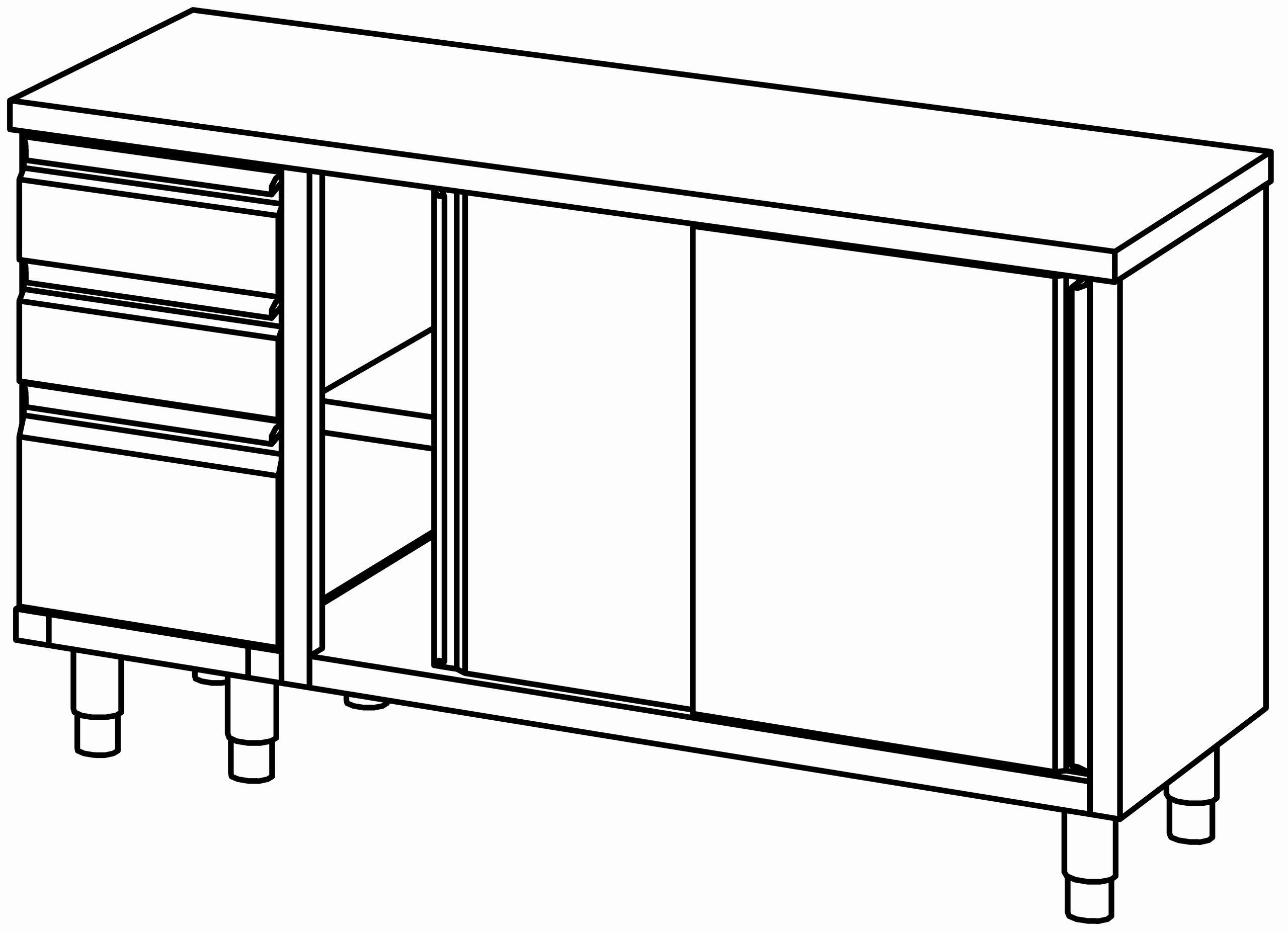 Arbeitsschrank 1600x600, S-Block links