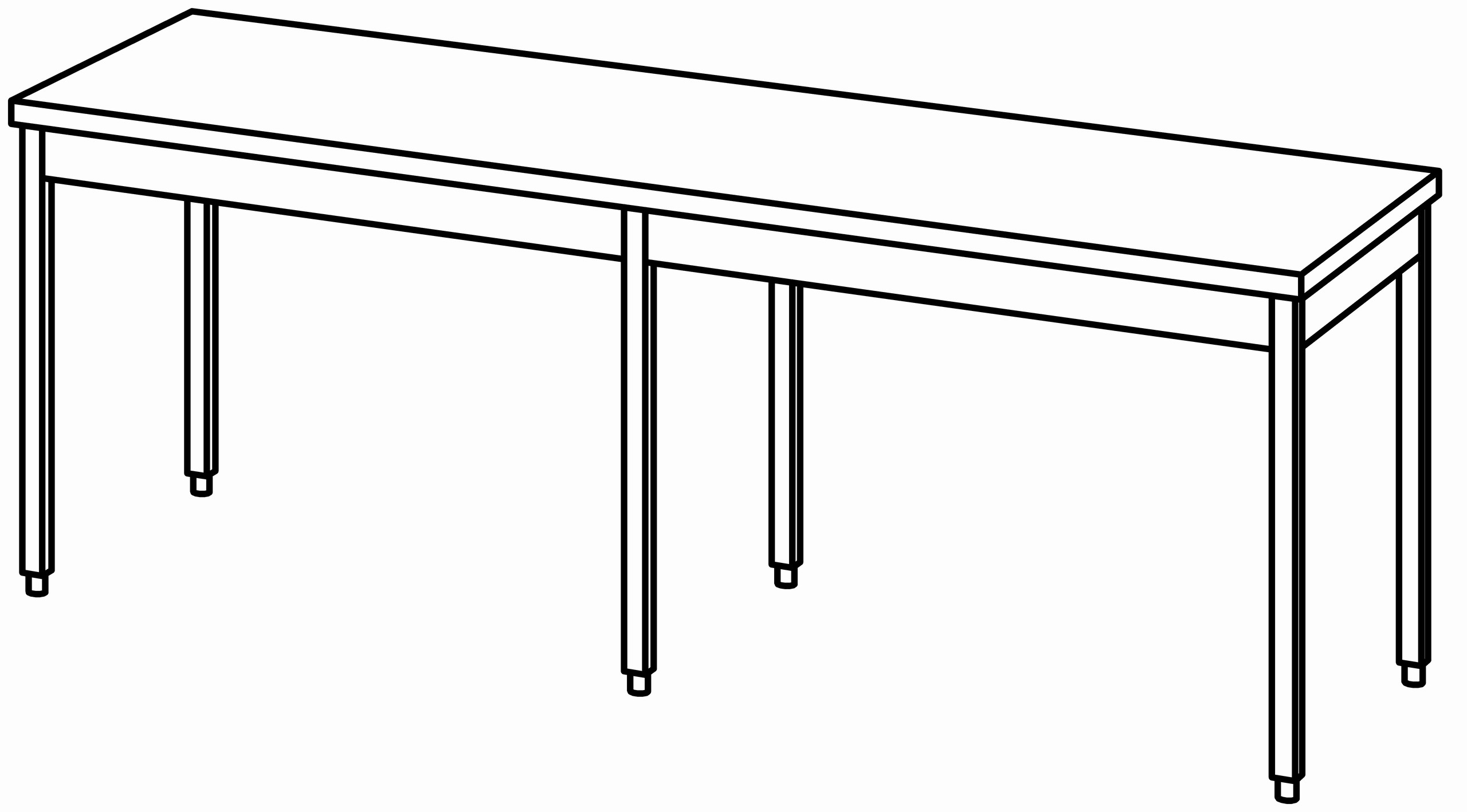 Arbeitstisch 2400x800, ohne Aufkantung