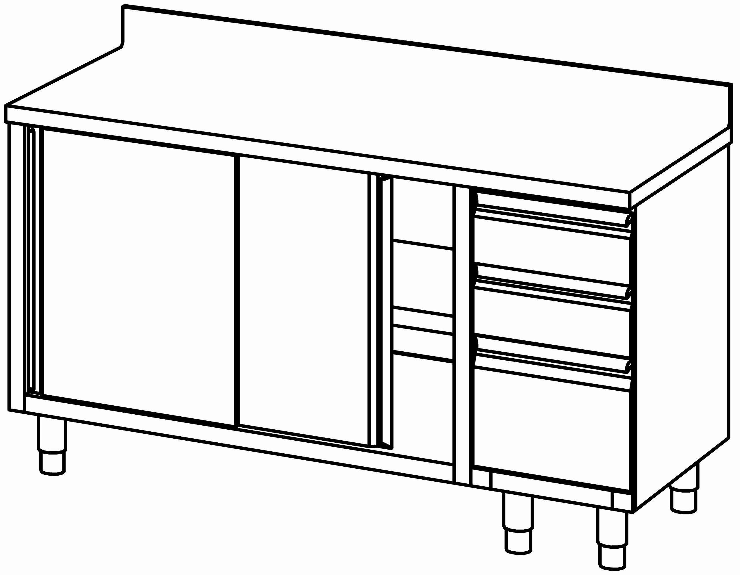 Arbeitsschrank 1600x700, S-Block re, AK