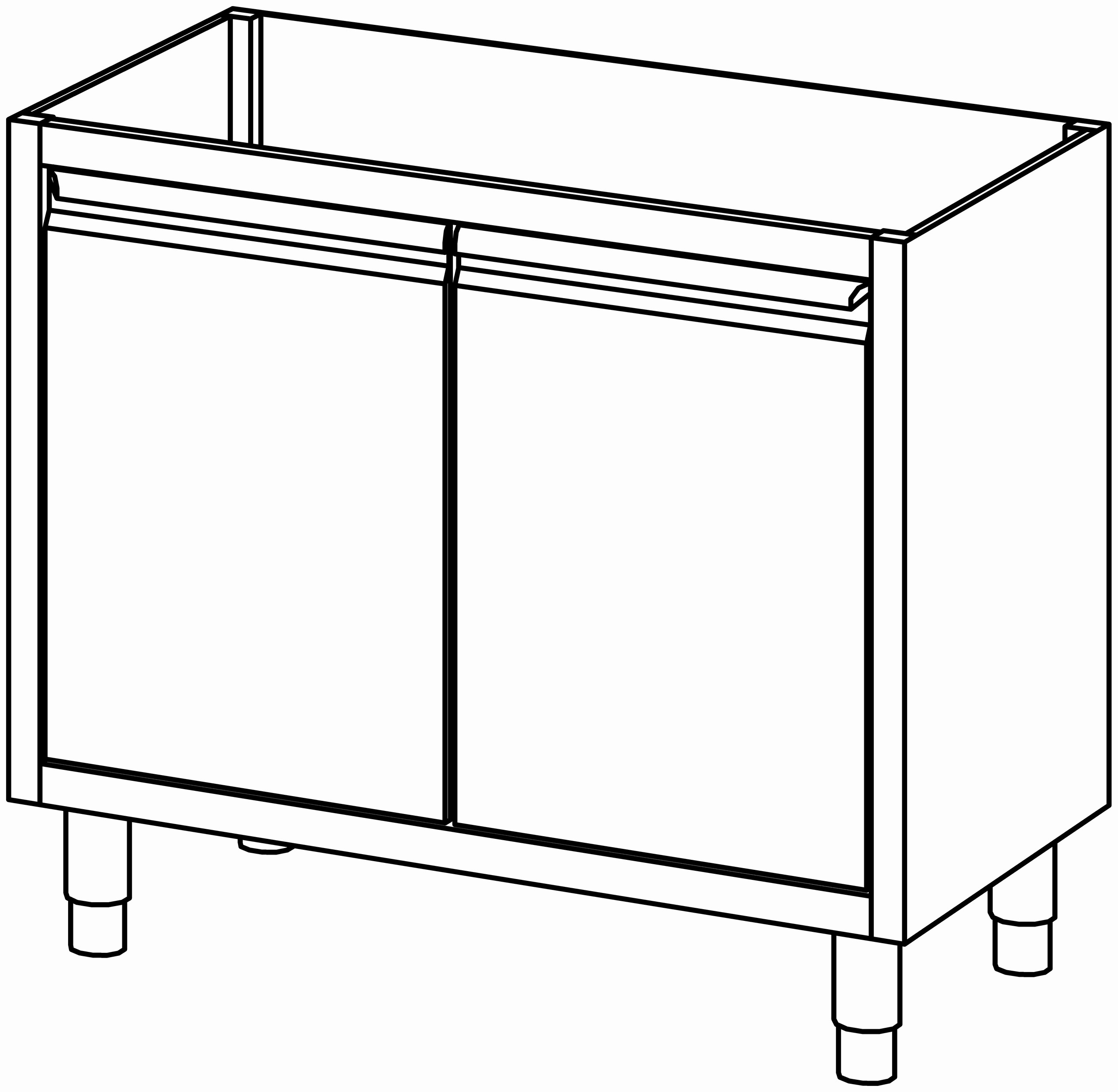 Schrankunterbau mit Flügeltür 1000x580