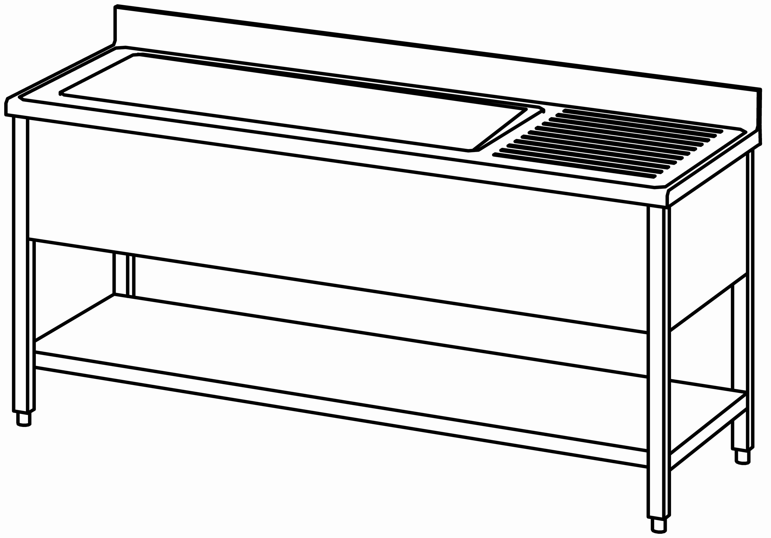 Topfspültisch offen 1800x700, GB, 1 Be l