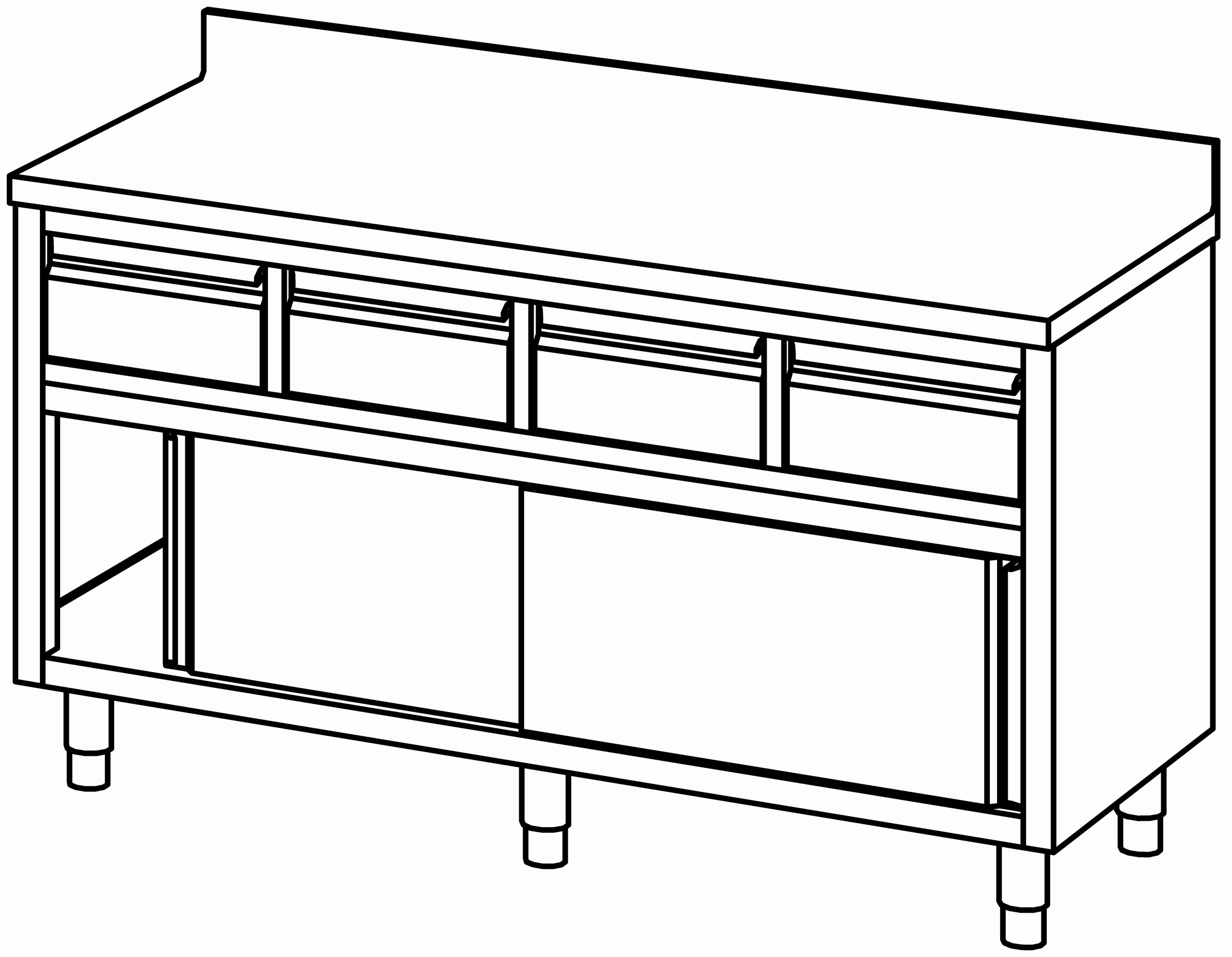 Arbeitsschrank 1600x700, Schub.&S-Tür&AK