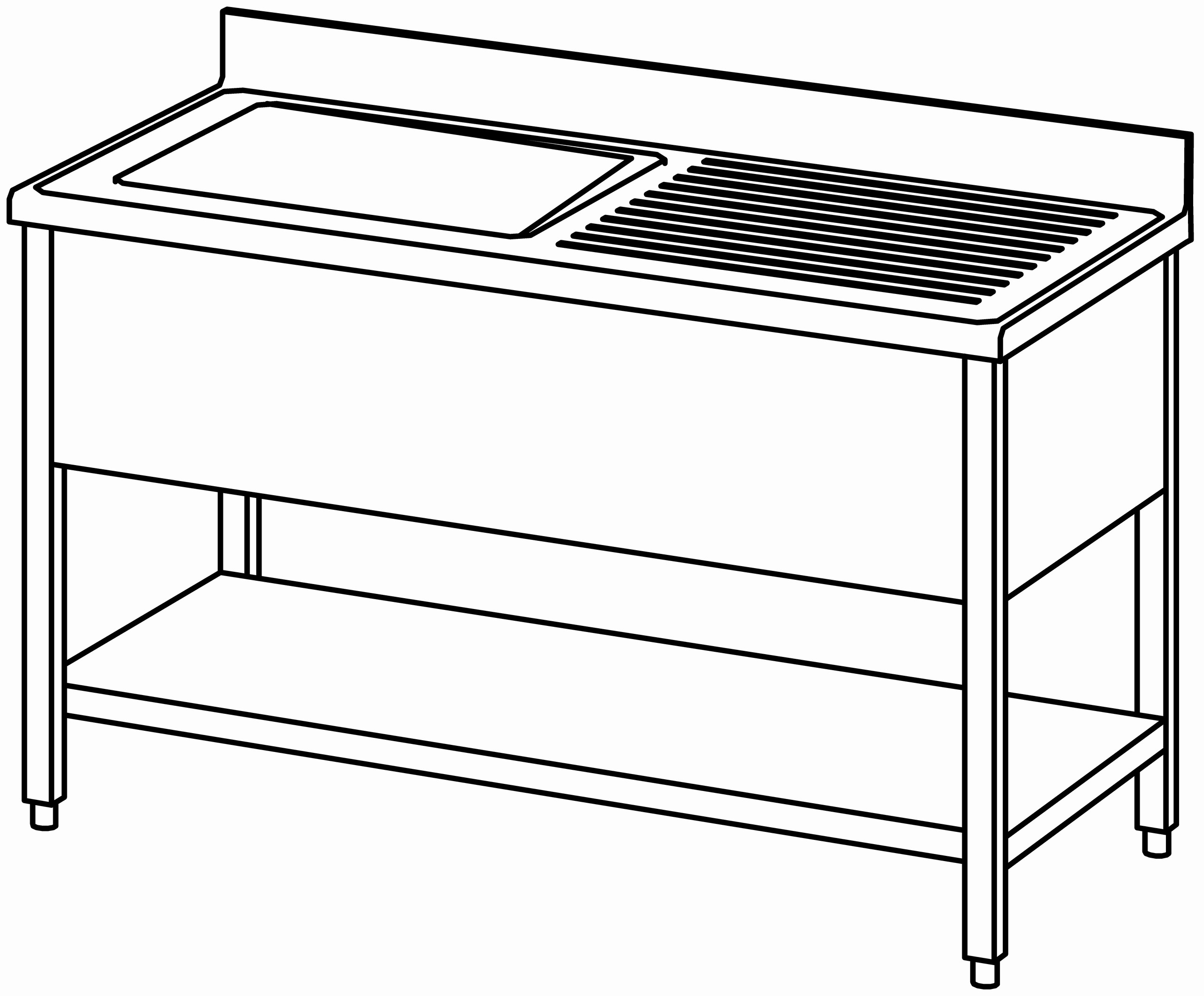 Spültisch offen 1400x700, GB, 1 Becken l