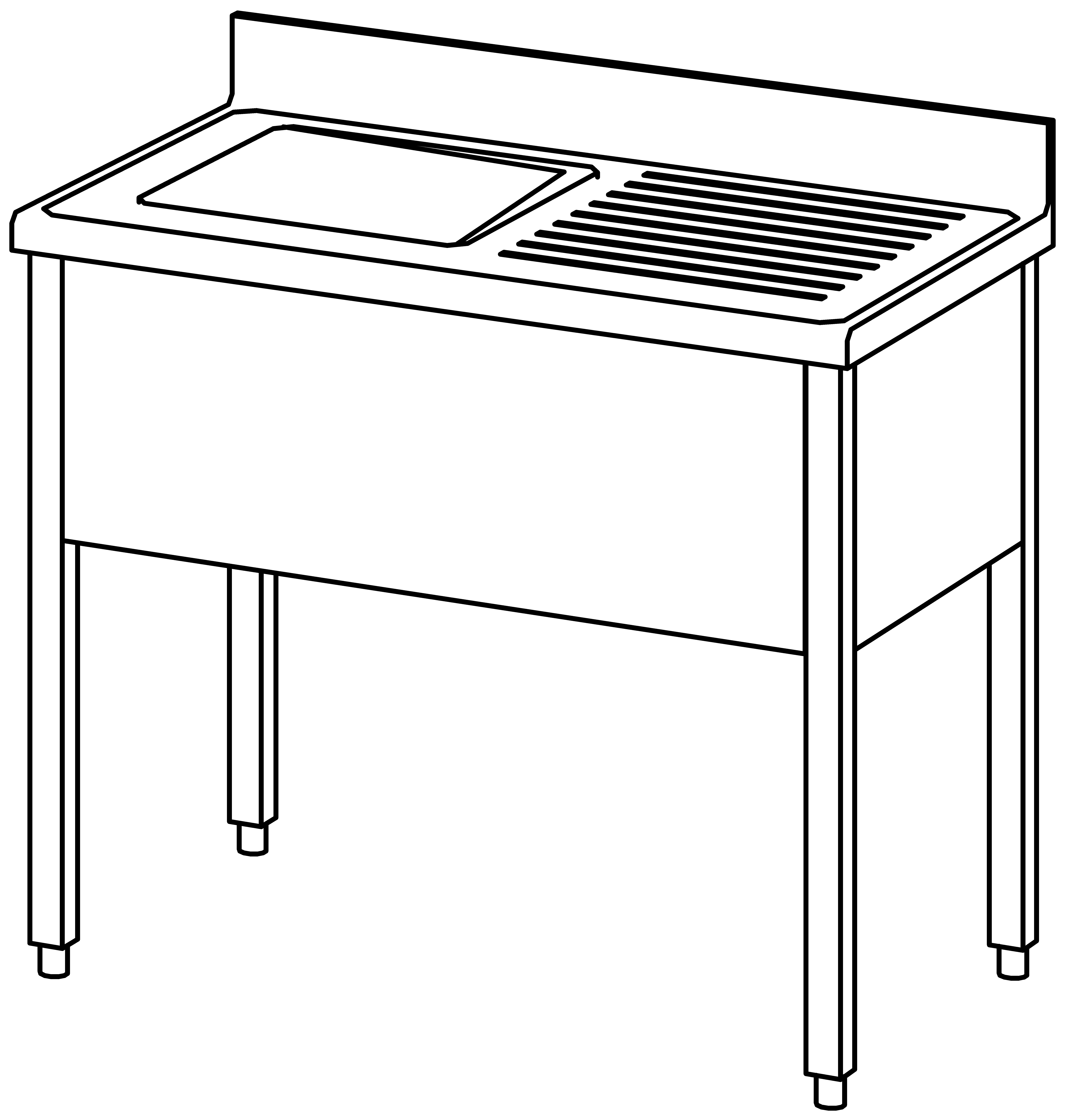Spültisch offen 1000x600, 1 Becken l