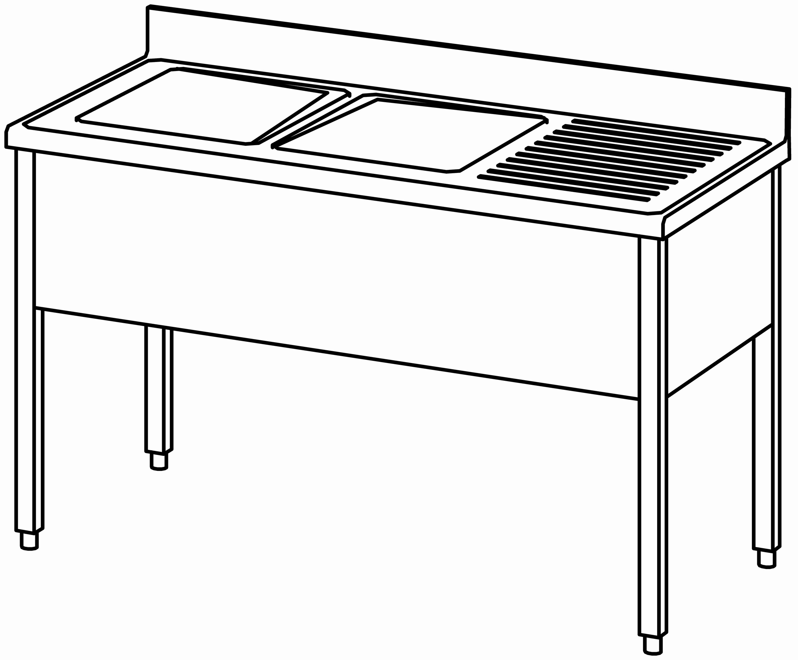 Spültisch offen 1400x700, 2 Becken l