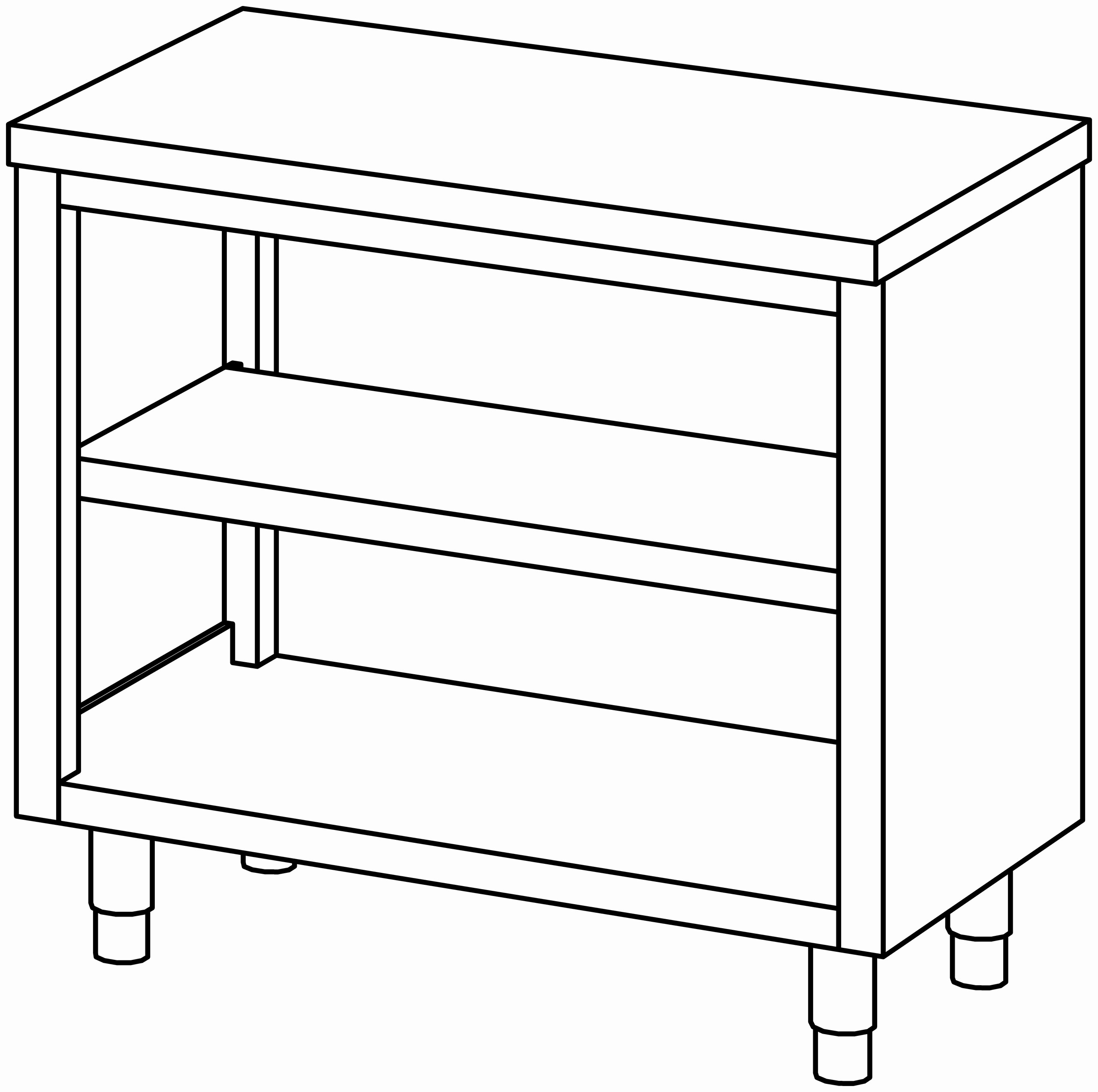 Arbeitsschrank 1000x600, beidseit. offen