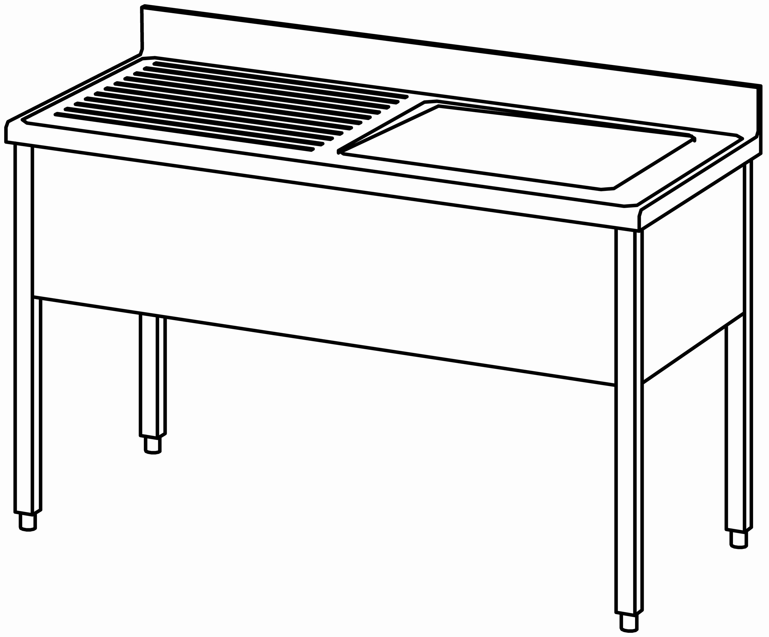 Spültisch offen 1400x700, 1 Becken r