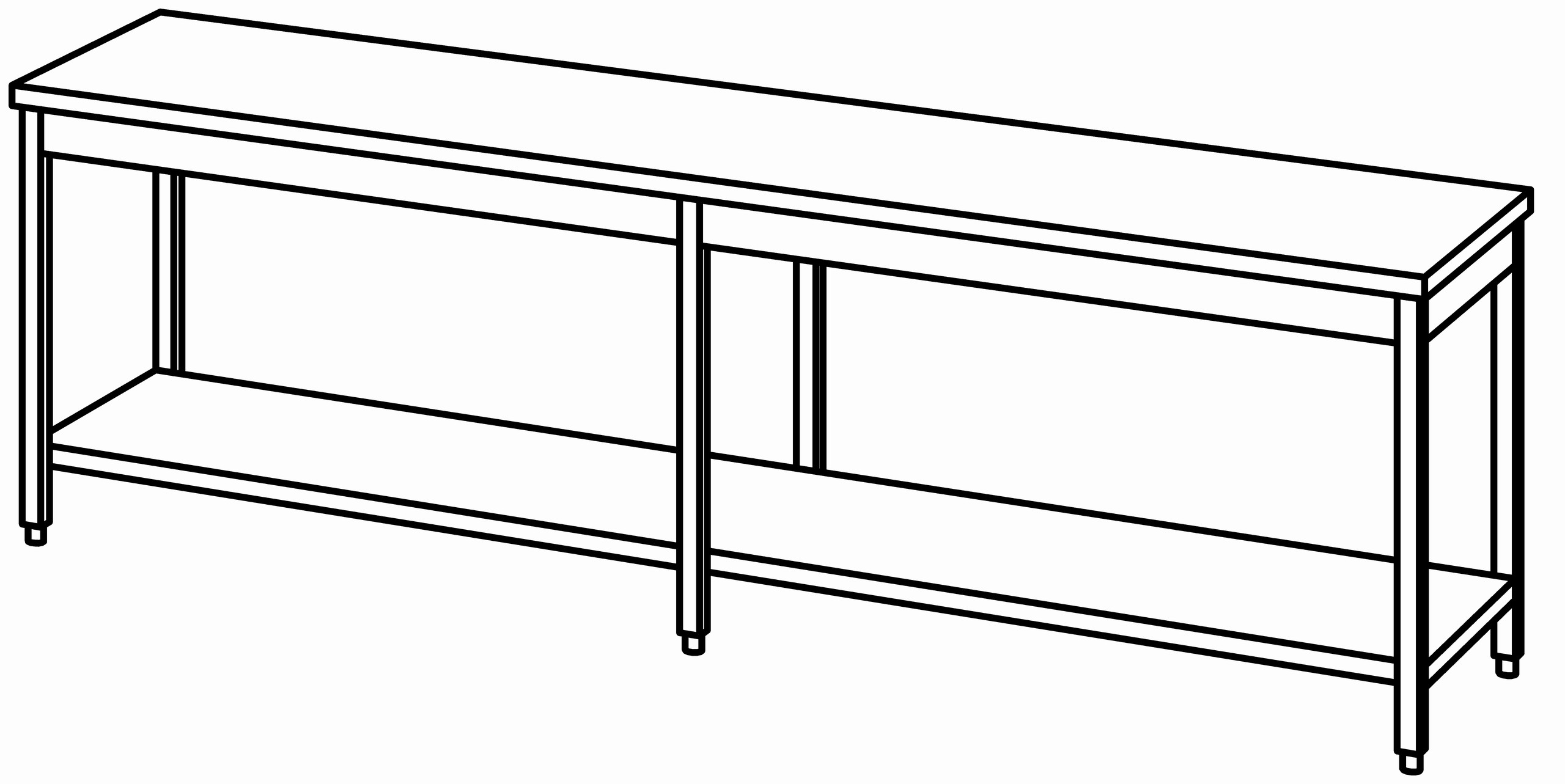 Arbeitstisch 2800x700, GB, ohne Aufk.
