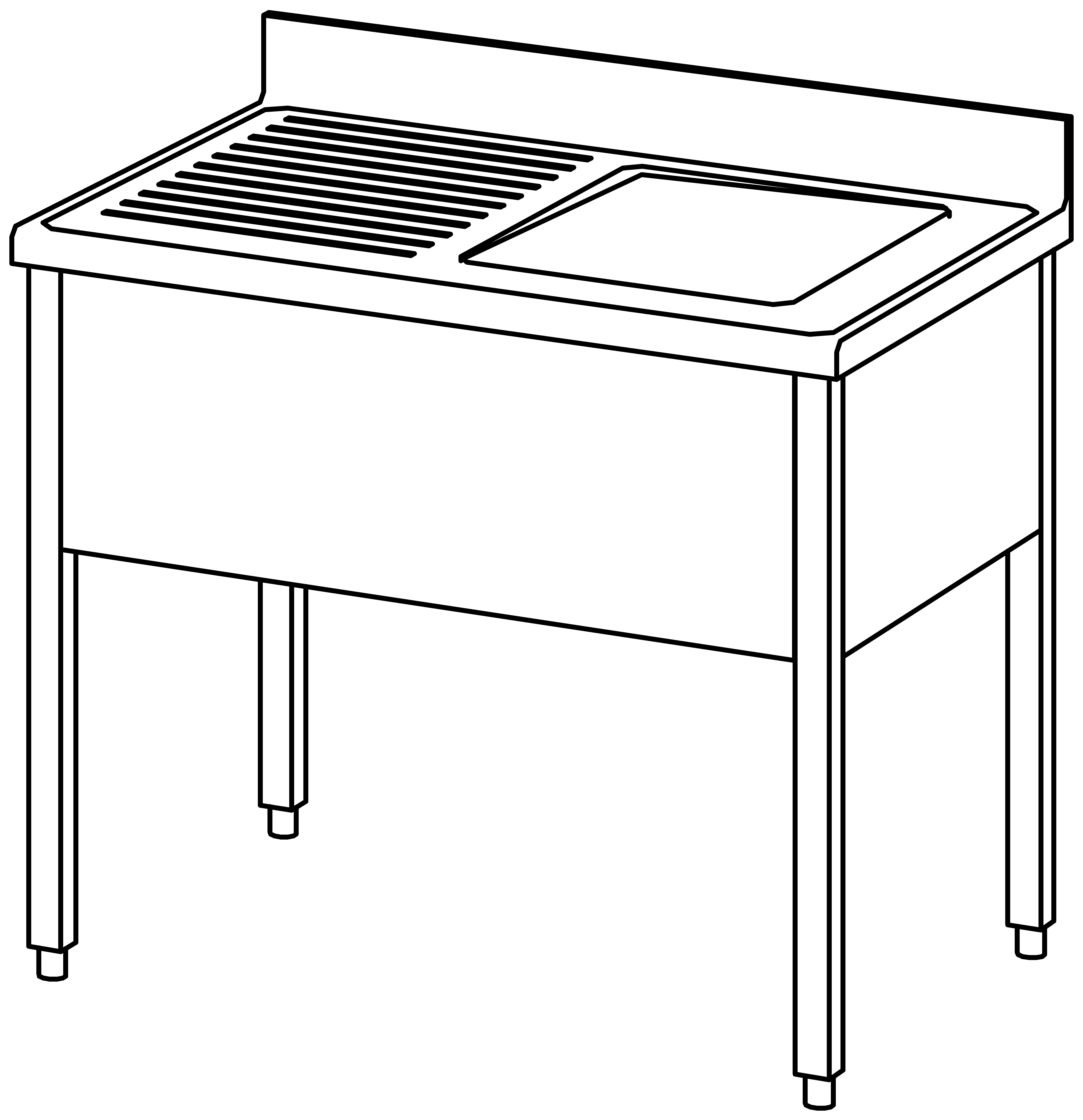 Spültisch offen 1000x700, 1 Becken r