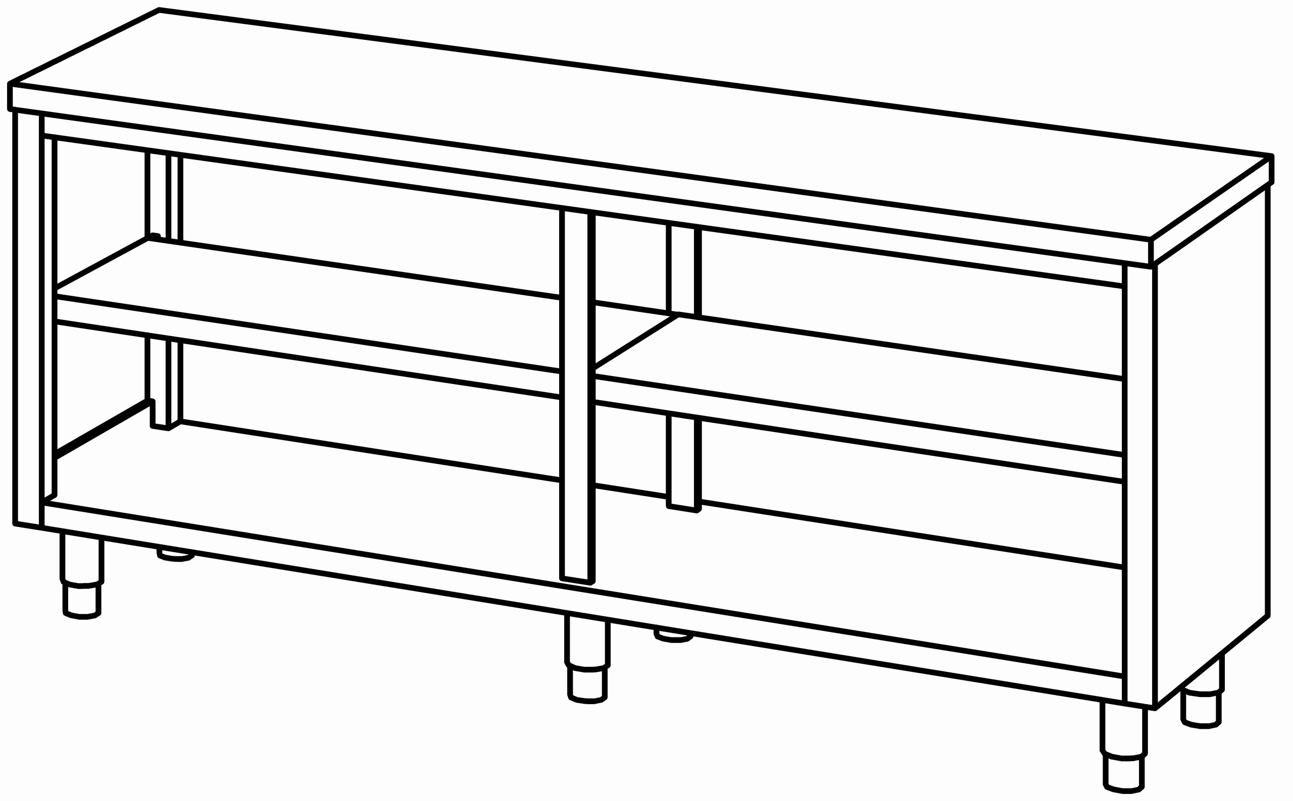 Arbeitsschrank 2000x600, beidseit. offen