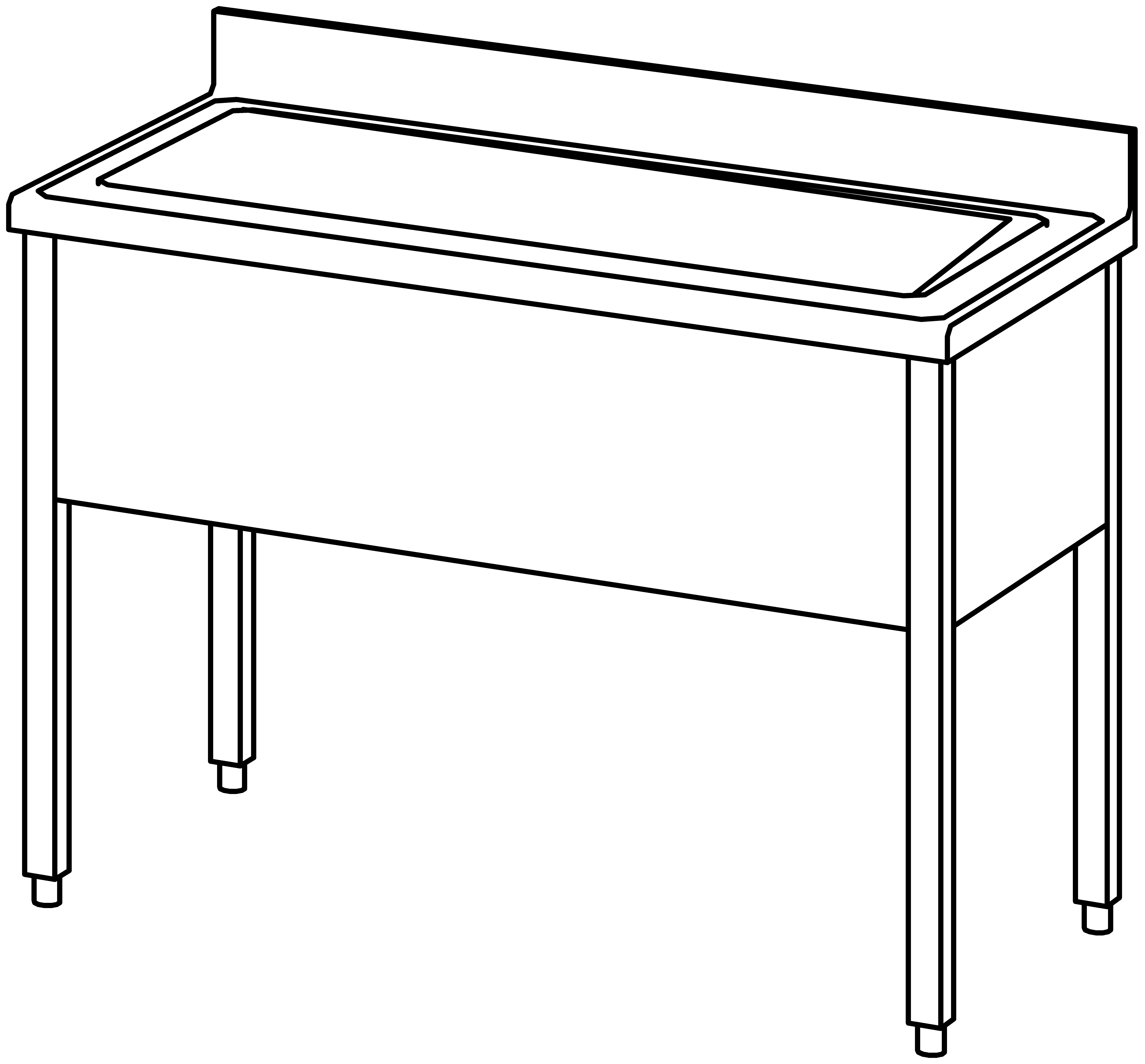 Topfspültisch offen 1200x600, 1 Becken