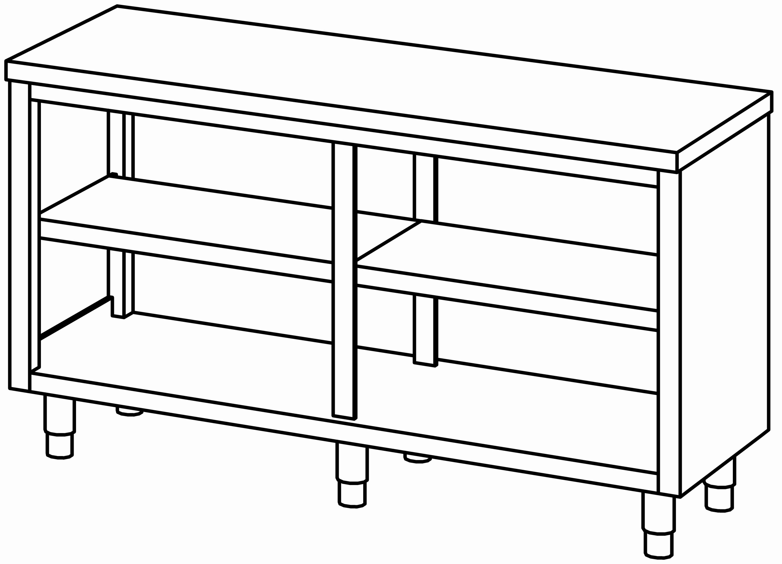 Arbeitsschrank 1600x600, beidseit. offen