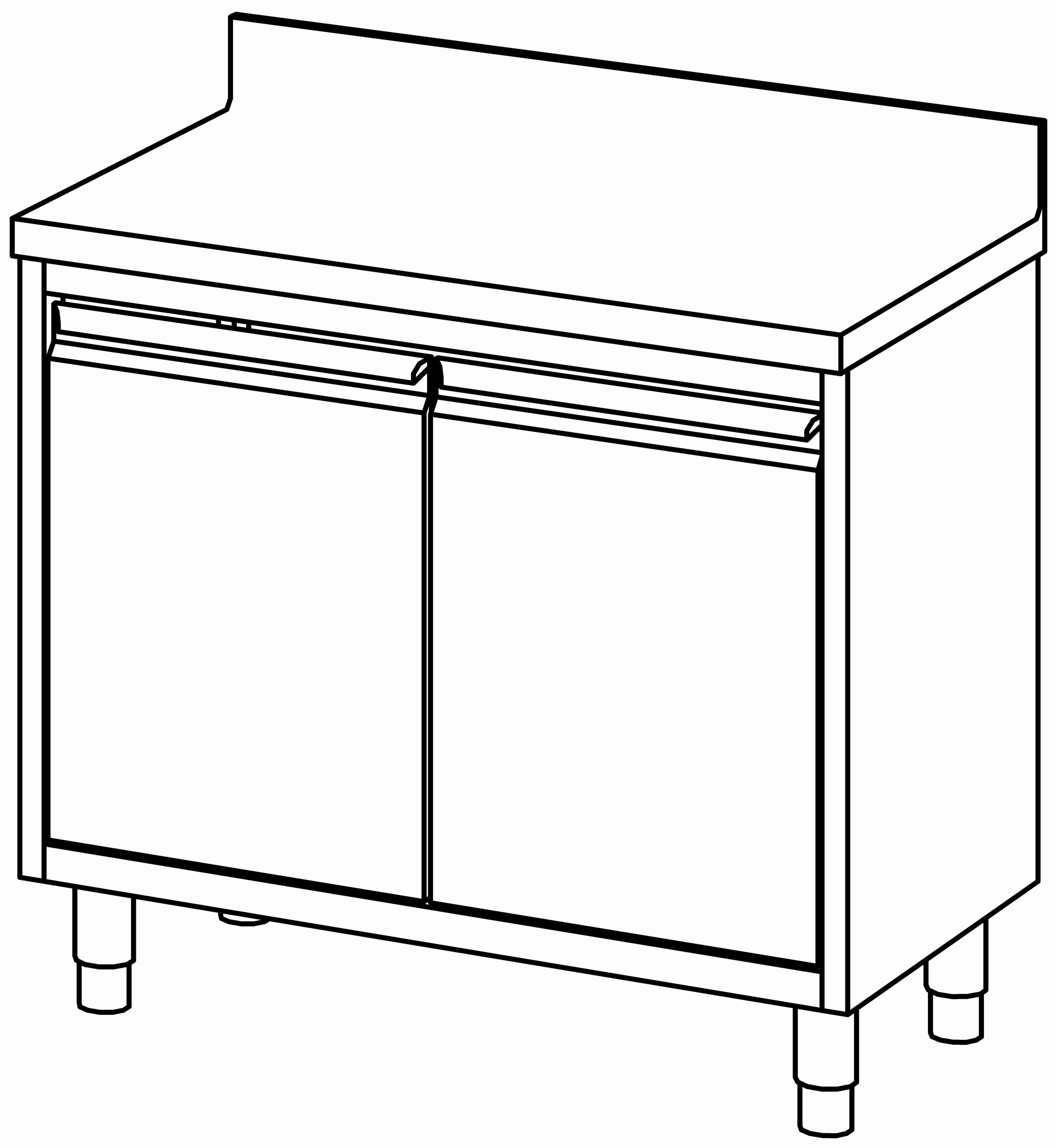 Arbeitsschrank 1000x600, F-Tür, mit AK